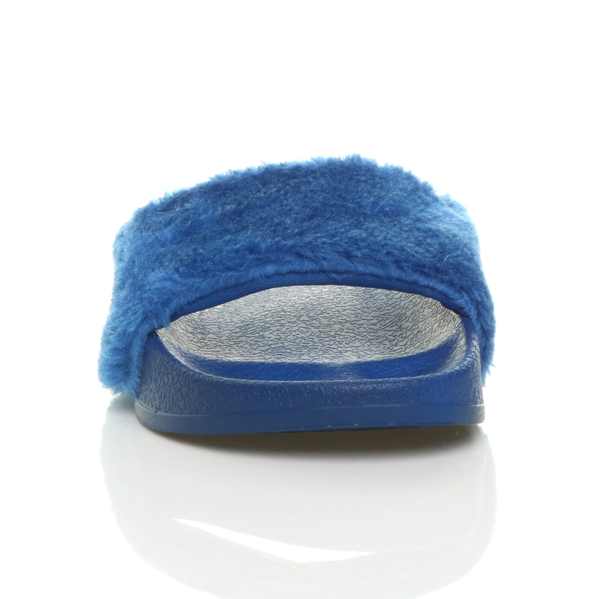 Blue Faux Fur Flip Flop Sandals Slides, Image 5 of 7