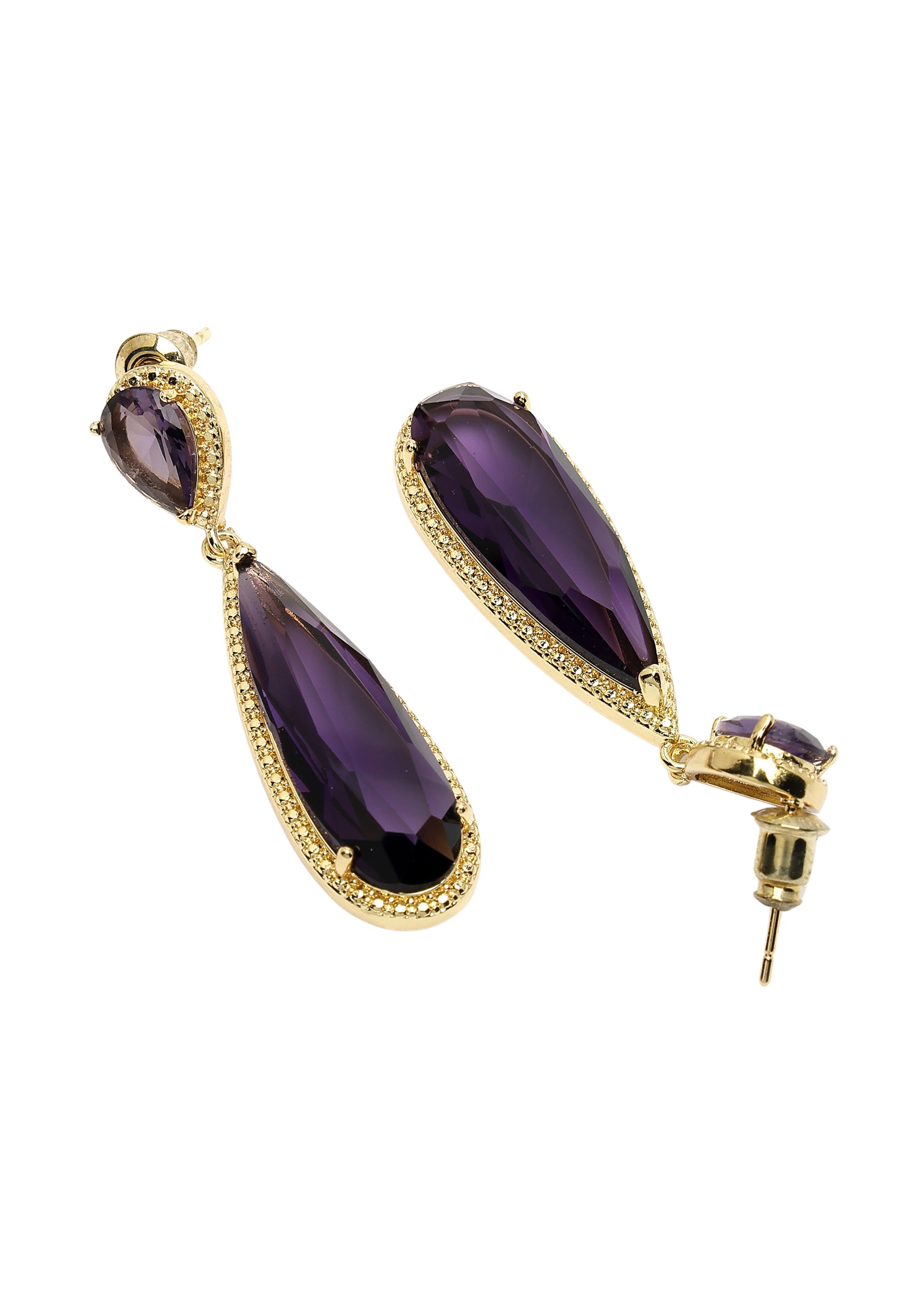 Purple Diva Collection Sleek Water Droplet Dangle Earrings, Image 3 of 5