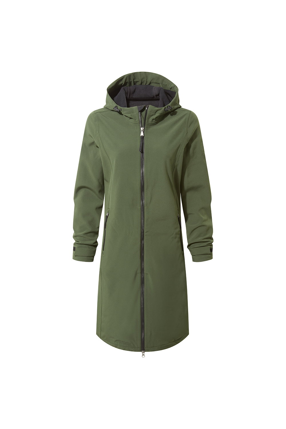 Dark Green Enya Longline Waterproof Softshell Jacket, Image 6 of 6