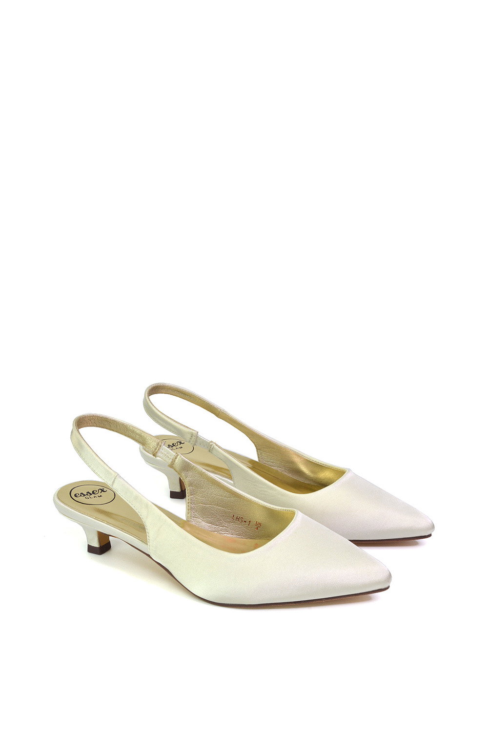 Ivory XY LONDON Ivory 'Avalone' Pointed Toe Sling Back Kitten Heel Sandals, Image 3 of 5