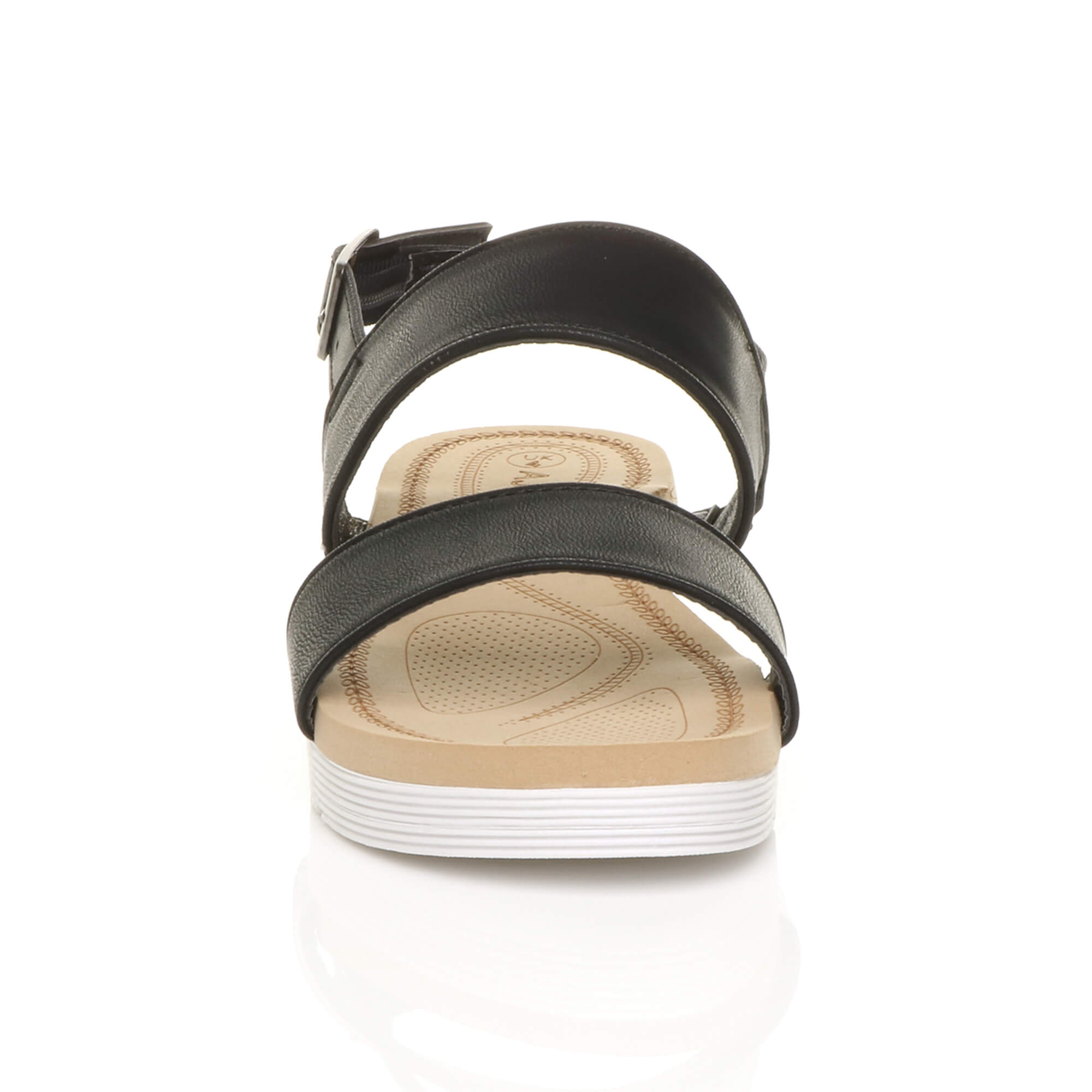 Black AJVANI Black Flatform Strappy Sandals, Image 6 of 6