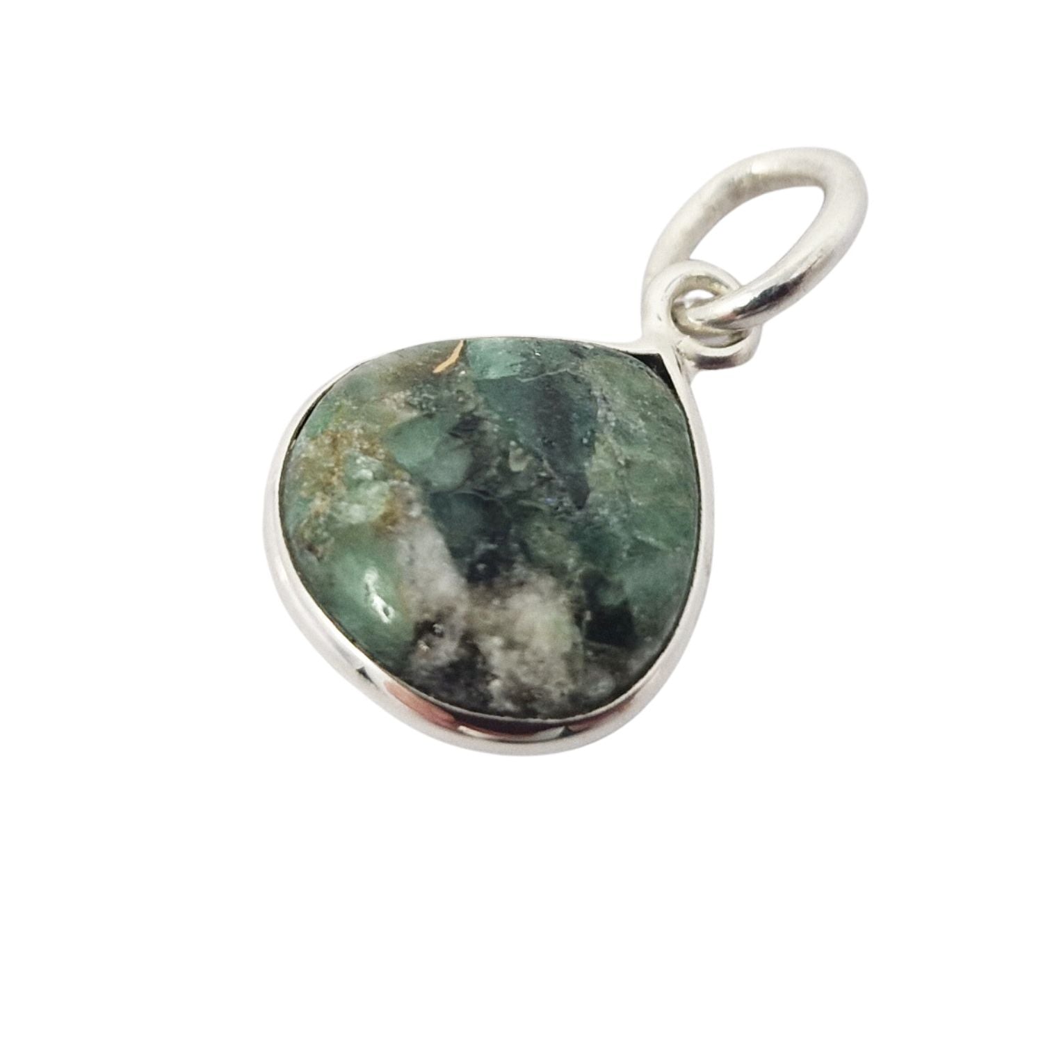 Green Silver Emerald May Birthstone Heart Charm Pendant