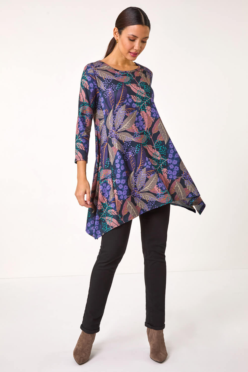 Women Liva Rayon Off White Floral Print Tunic