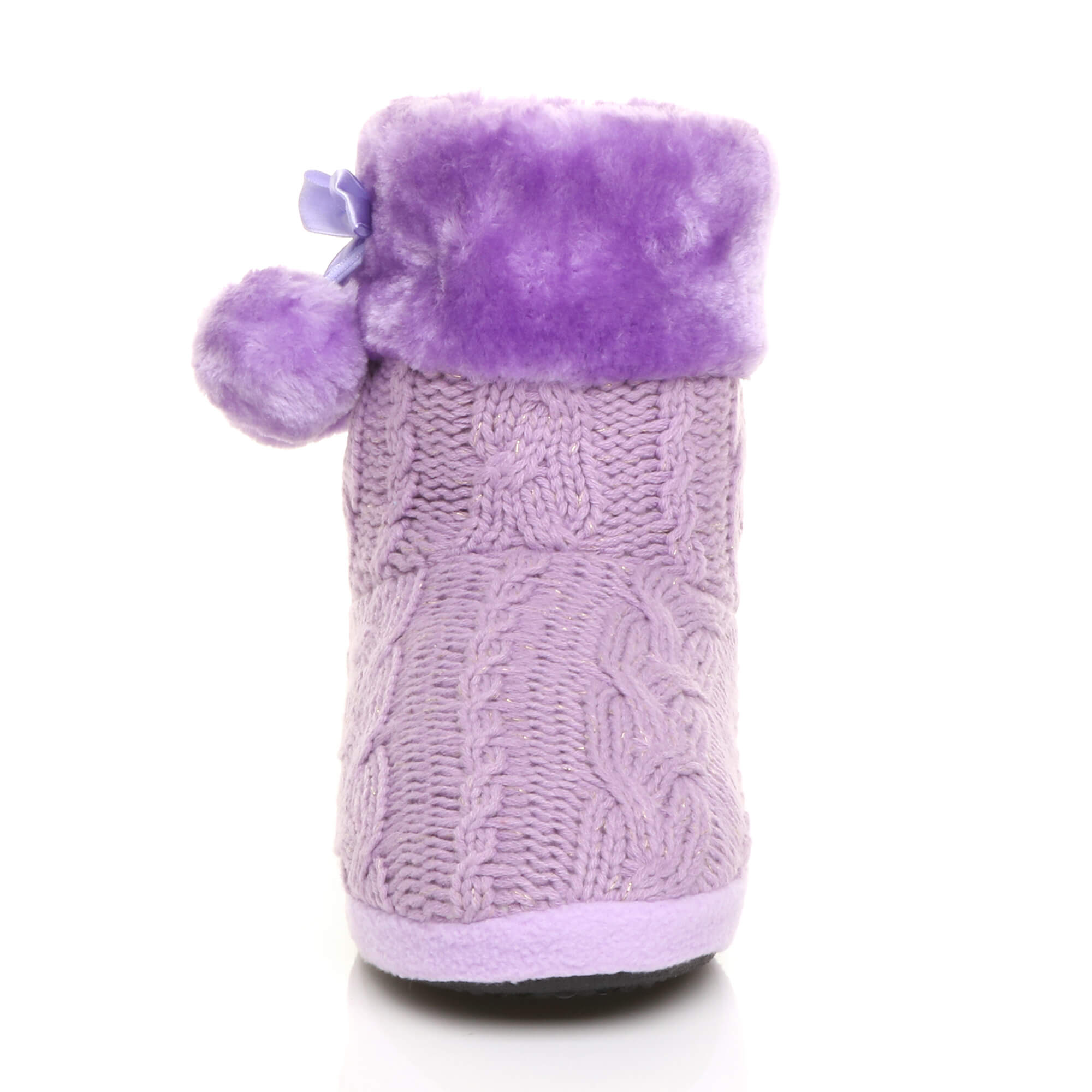 Lilac AJVANI Lilac Knitted Glitter Ankle Boot Slippers, Image 5 of 5