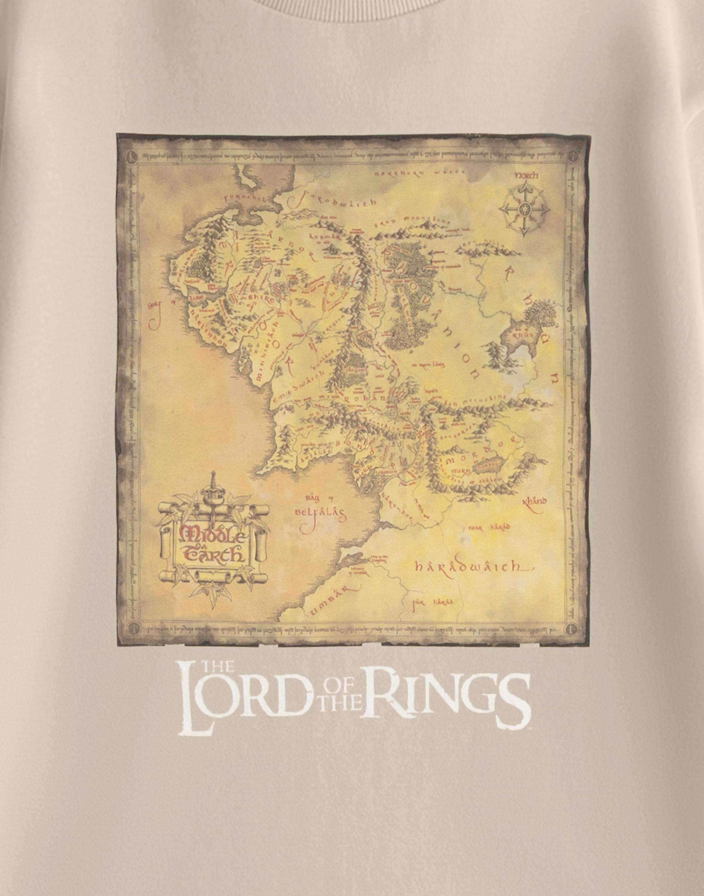 Beige Lord Of The Rings Map Large T-Shirt, Image 4 of 4