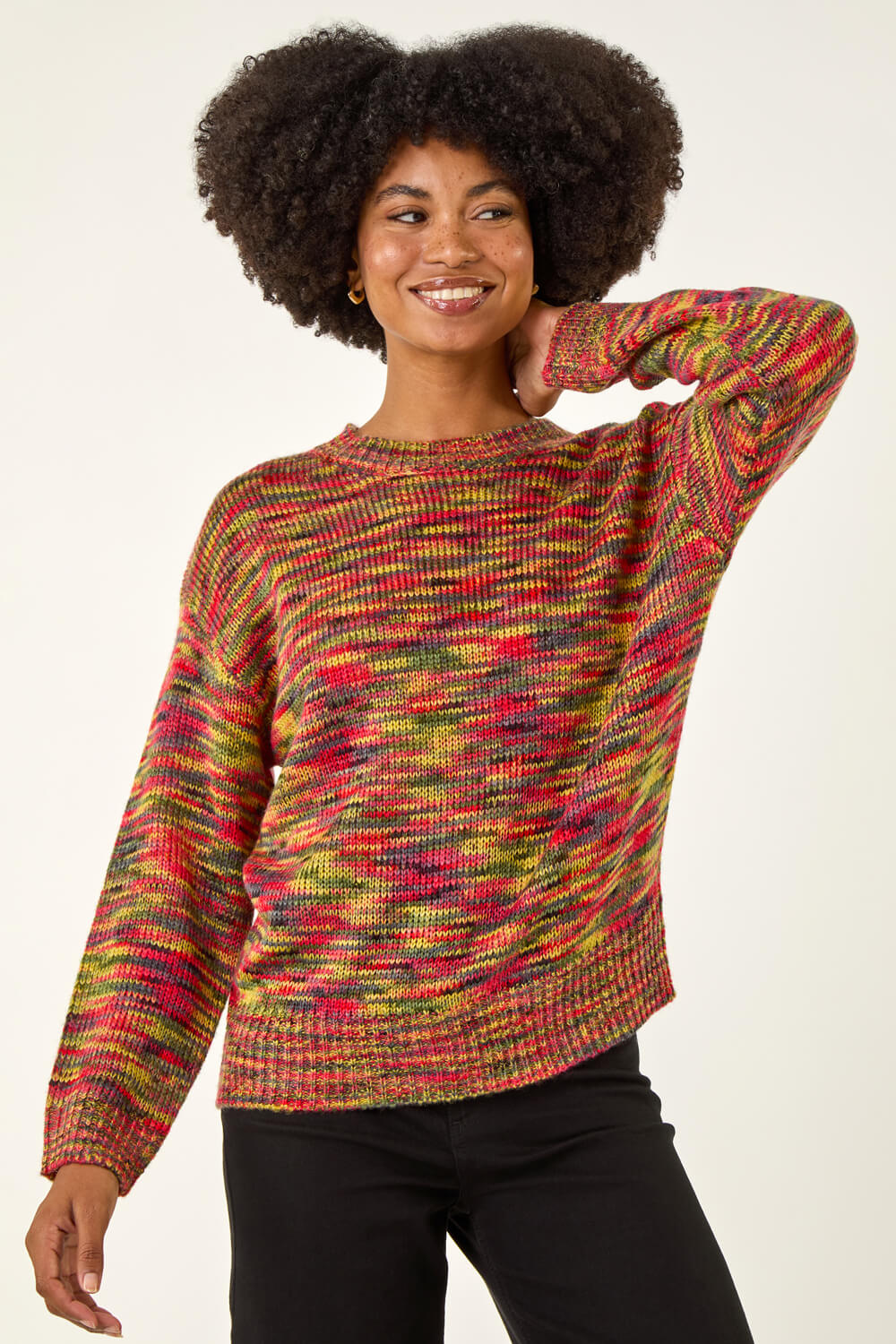 Green Space Dye Knitted Jumper, Image 1 of 5