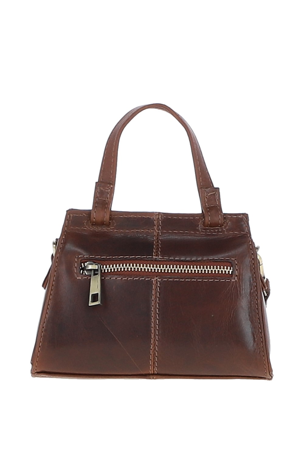 Brown Small Real Leather Grab Bag, Image 3 of 4