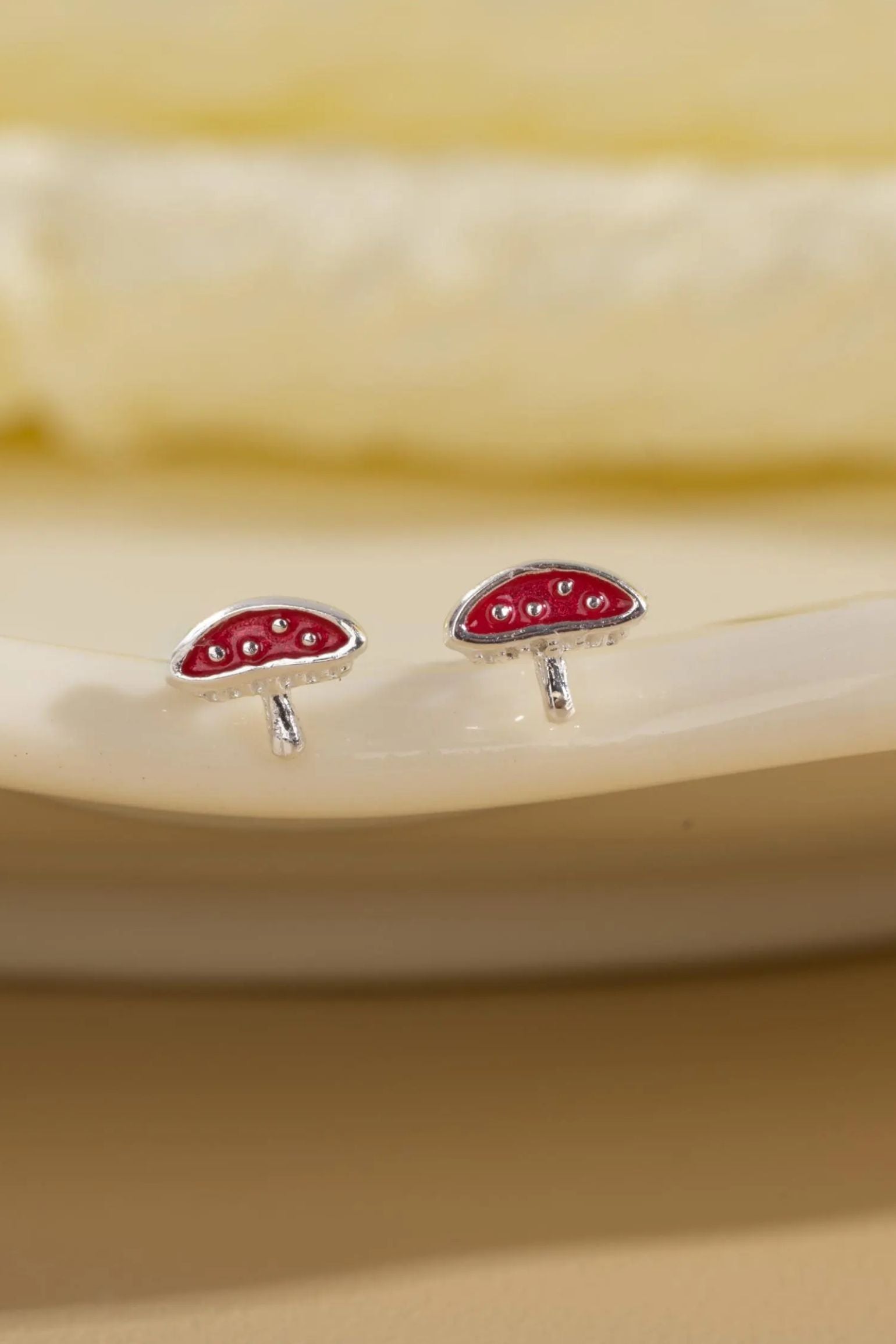 Red Sterling Silver Red Toadstool Studs, Image 3 of 3