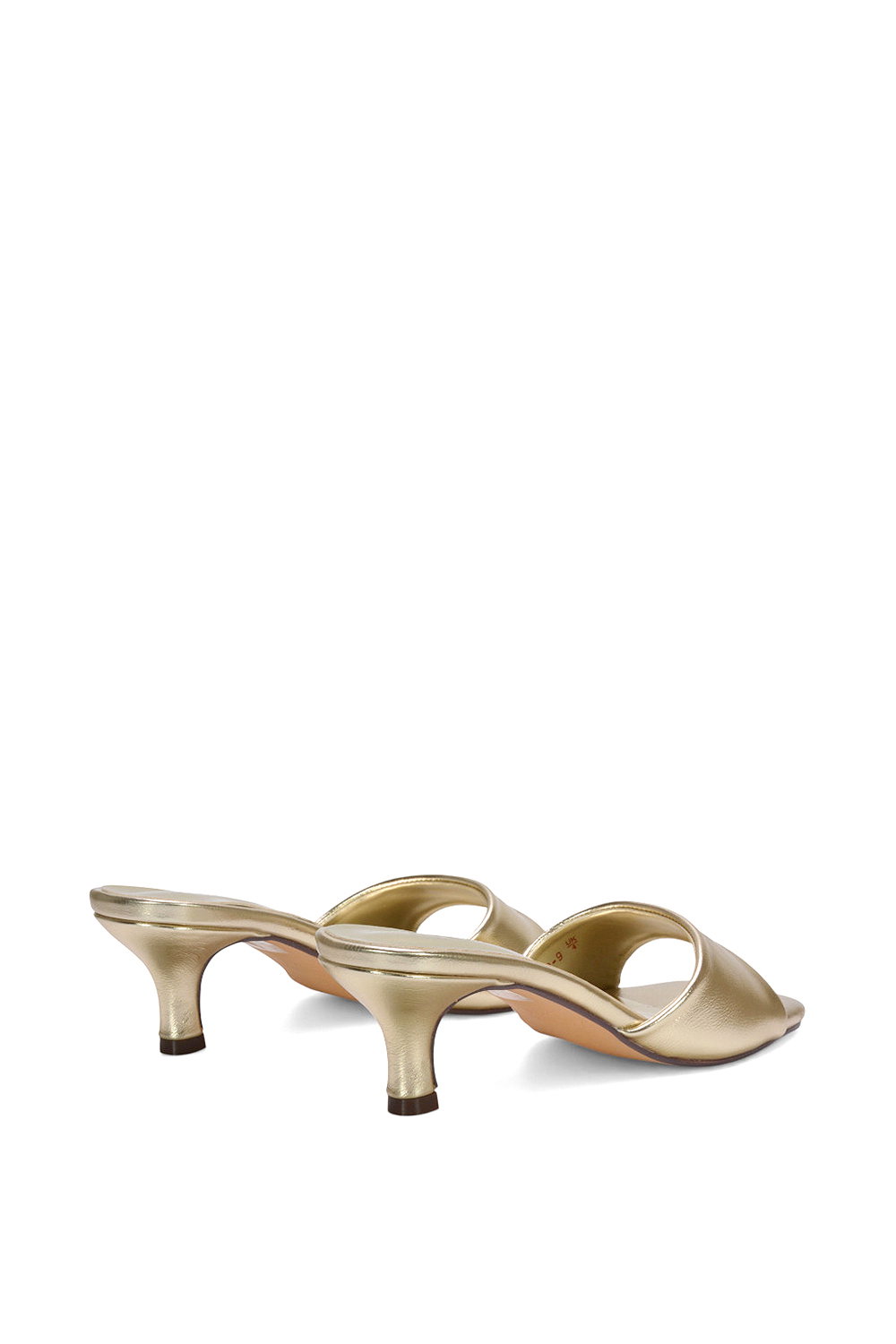 Gold XY LONDON Gold 'Pearl' Square Toe Stiletto Kitten Heel Mule Sandals, Image 4 of 6
