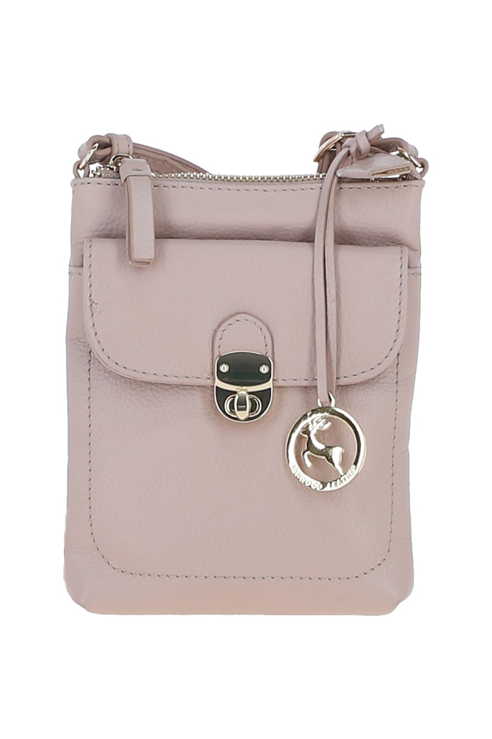 Beige Real Leather Crossbody Bag, Image 1 of 4