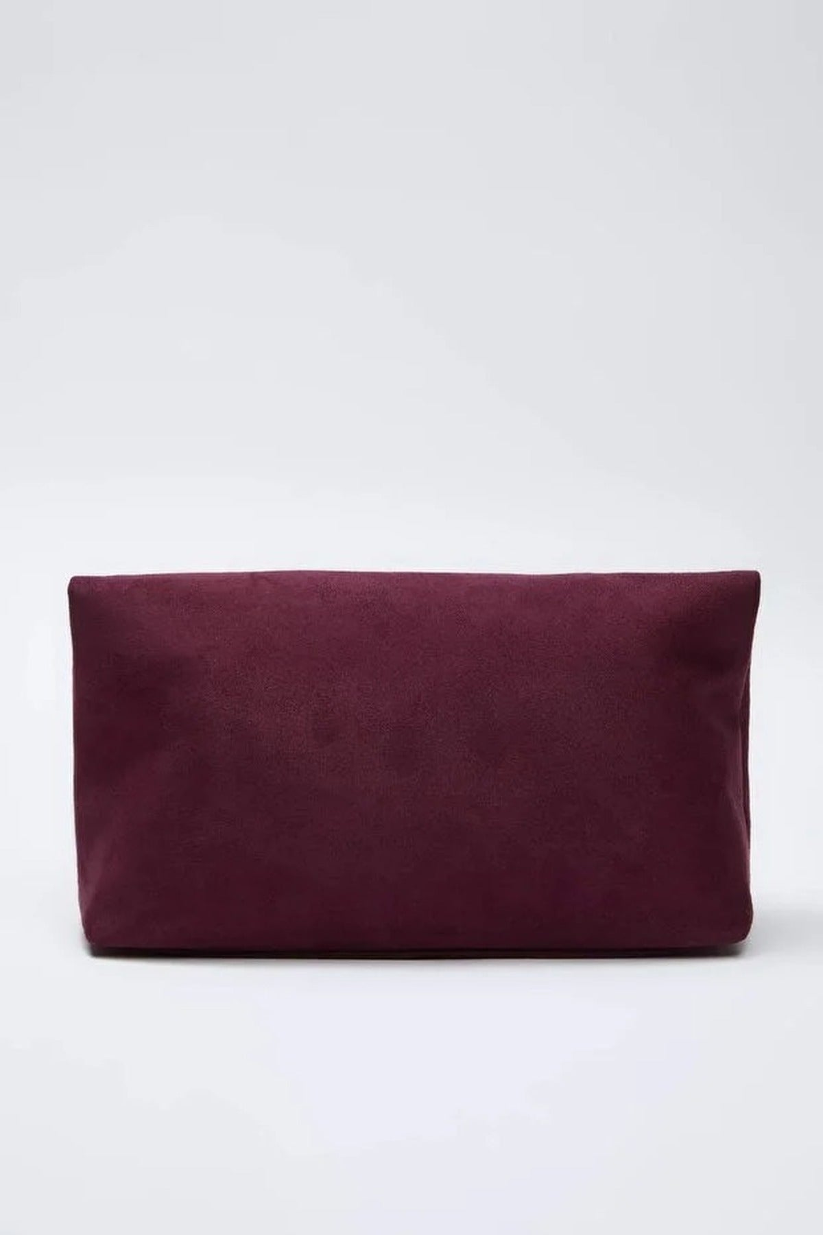 Burgundy WOVCOR Burgundy Soft Suede Foldover Clutch Bag, Image 4 of 4