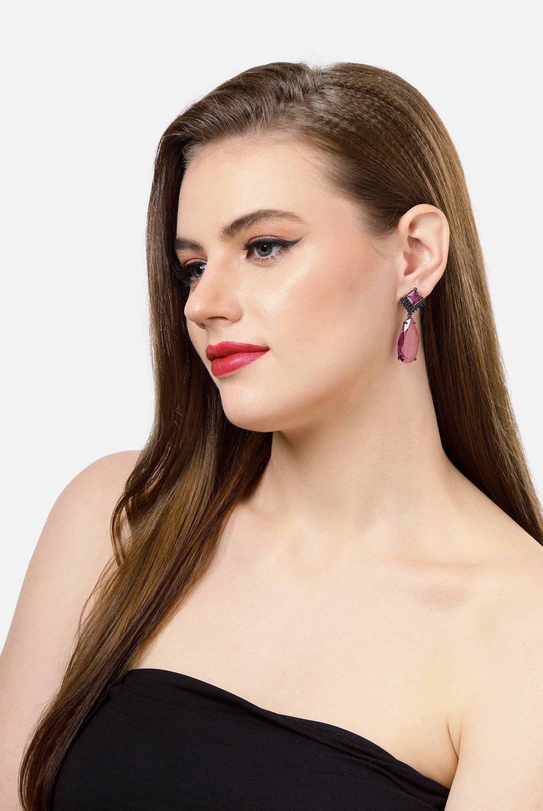 Violet Raindrop shaped Violet Earrings, Image 4 of 4
