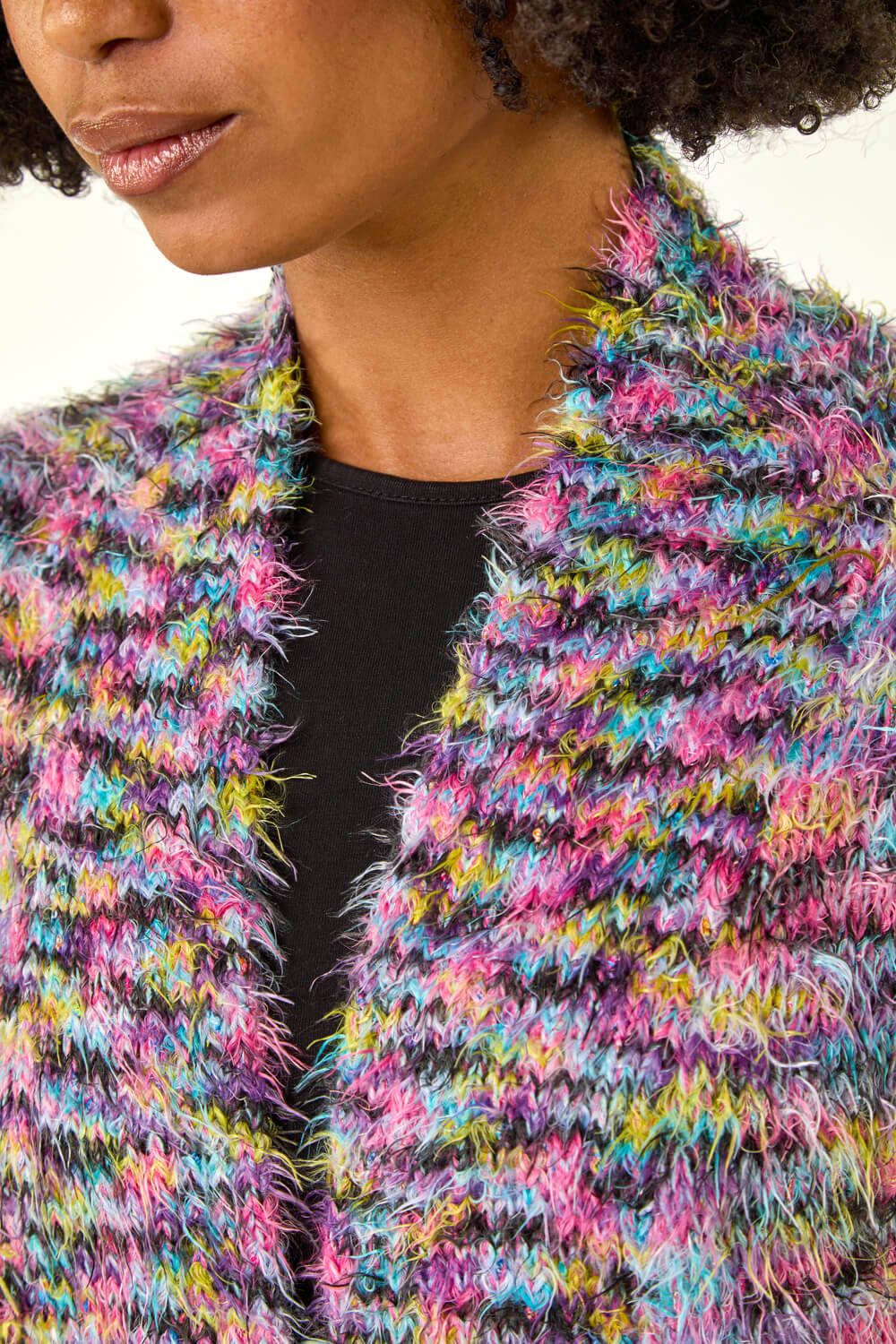 Purple Fluffy Longline Cosy Cardigan, Image 6 of 5