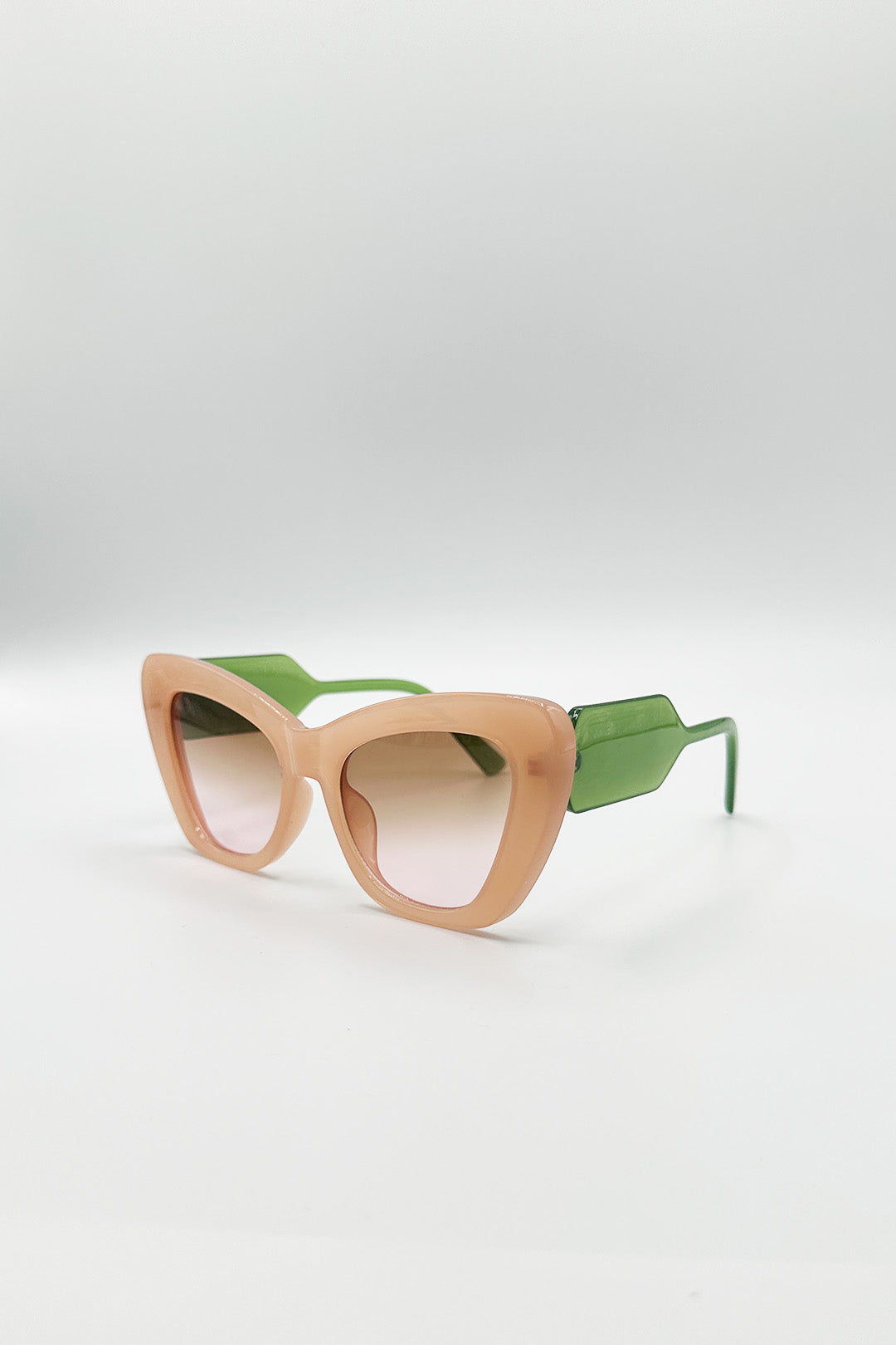 Multi Cat Eye Sunglasses in Pink Green, Image 3 of 4