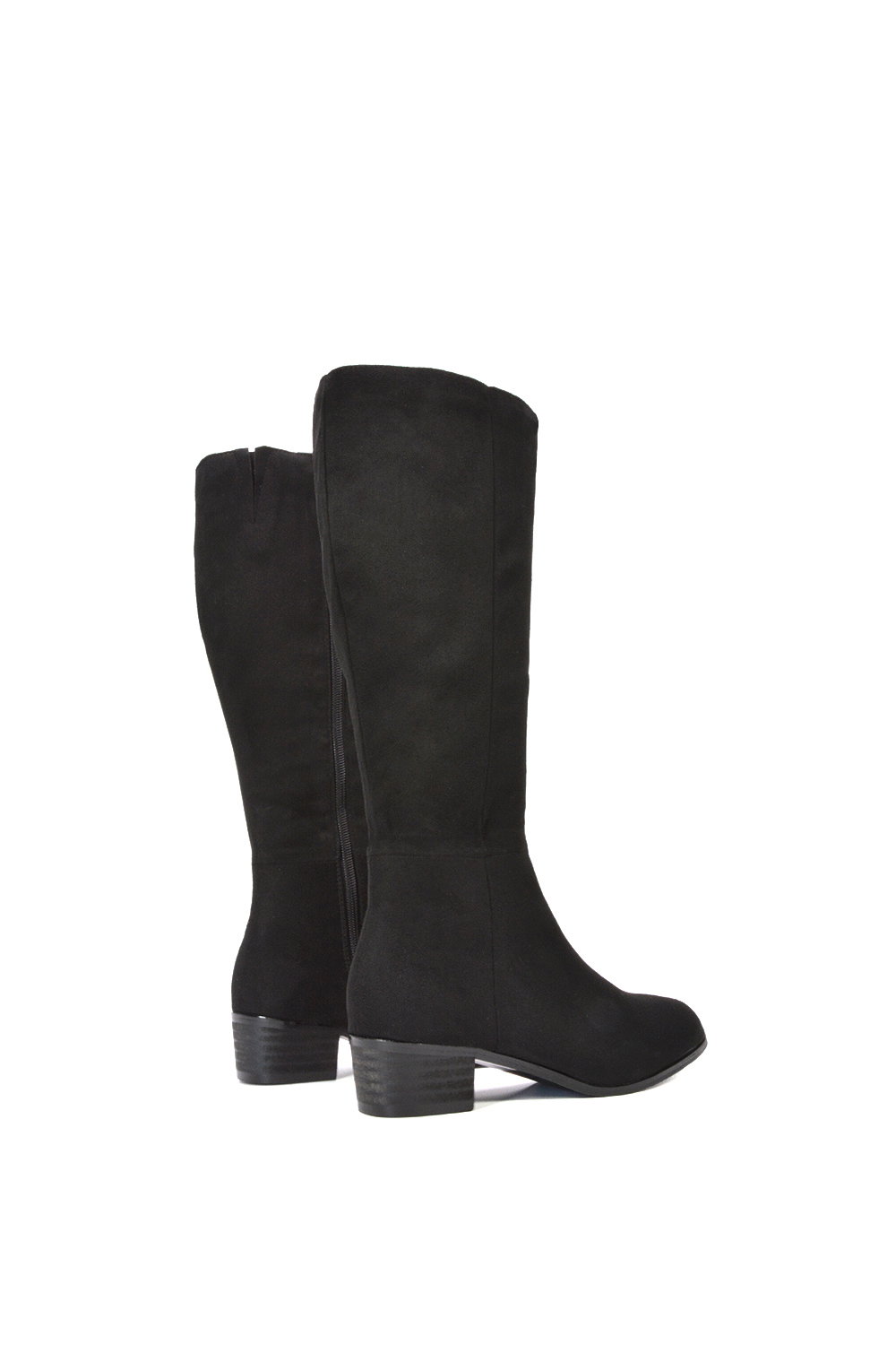Black ‘Anne’ Knee High Boots with Low Block Heel, Image 4 of 6