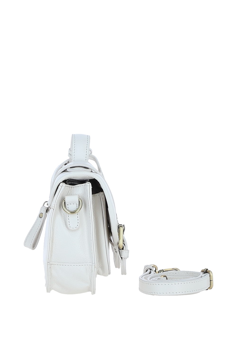 White Ashwood Leather White Stylish Real Leather Medium Satchel Bag, Image 4 of 4