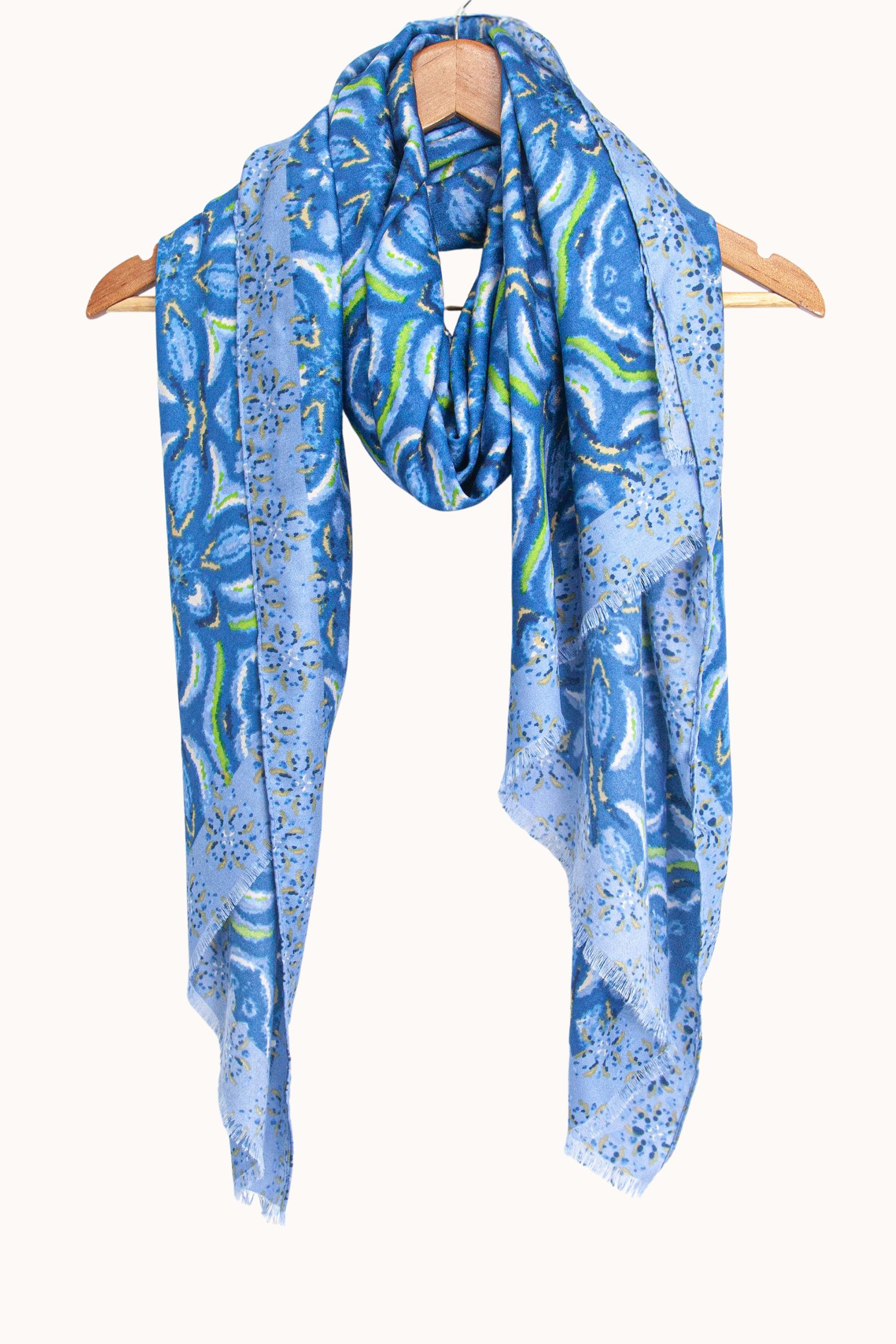 Blue Floral Mosaic Lightweight Scarf, Image 2 of 2
