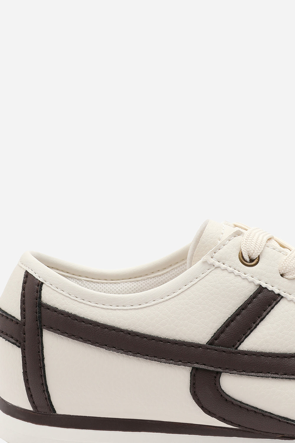 Beige 'Caia' Court Lace up Trainer with Stripe detail, Image 7 of 8
