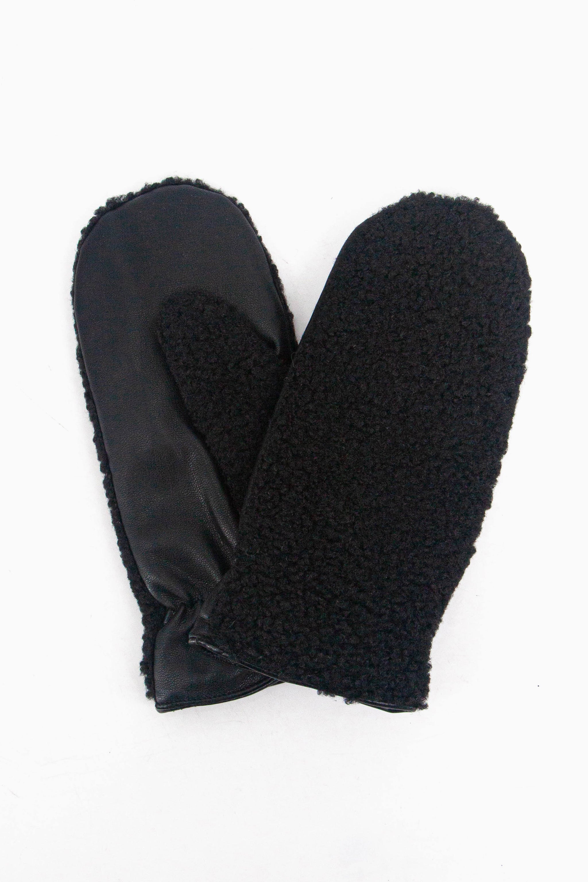 Black Borg Fleece Winter Mittens, Image 3 of 4