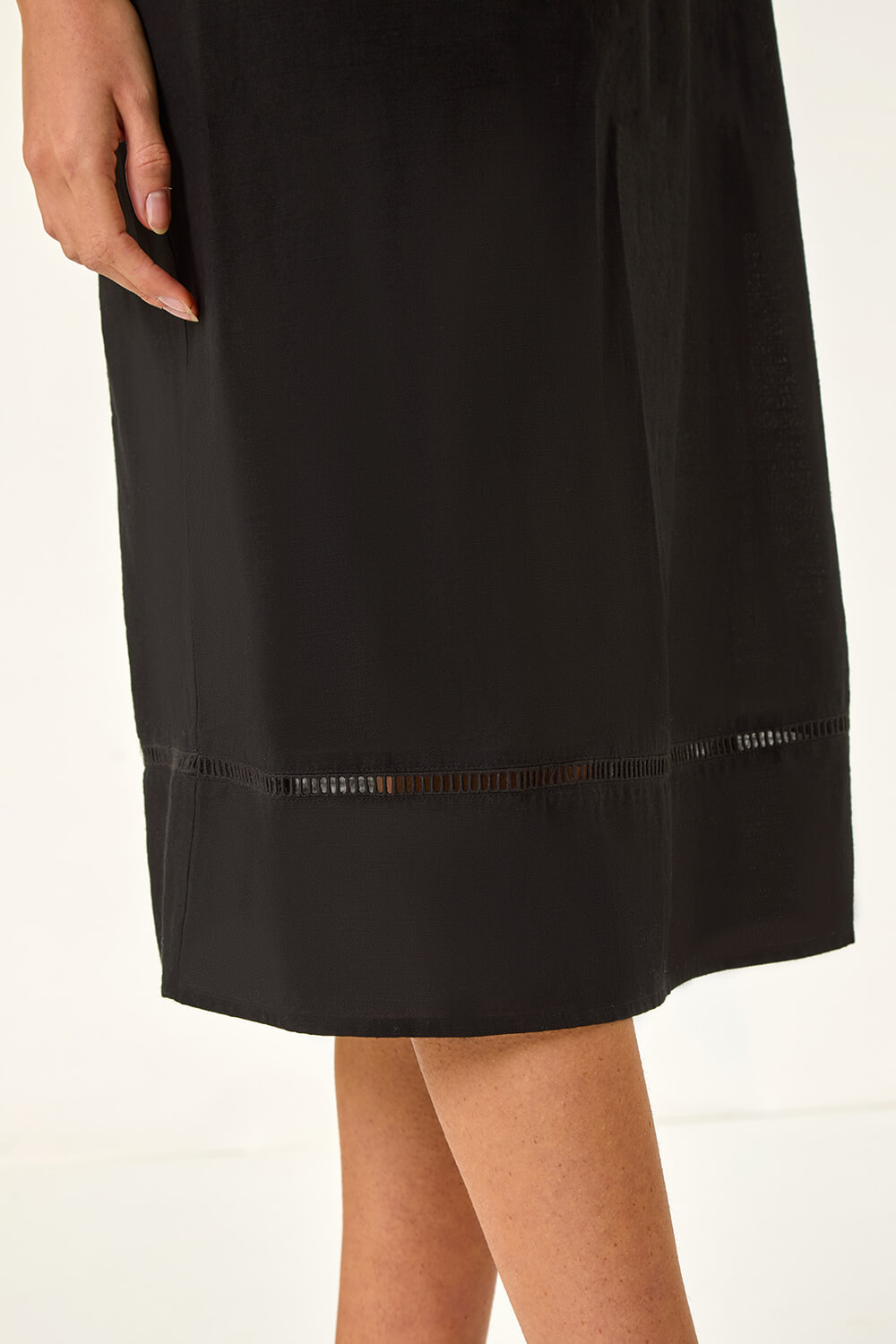 Black Lace Panel Strappy Midi Dress, Image 6 of 5