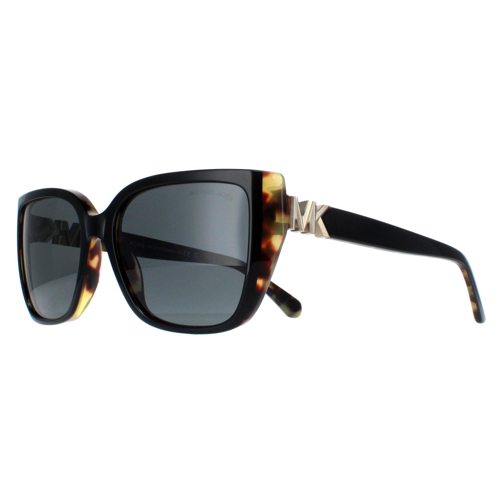 Black Michael Kors Black Rectangle Bi Layer Black Amber Tortoise Dark Grey MK2199 Acadia, Image 2 of 4