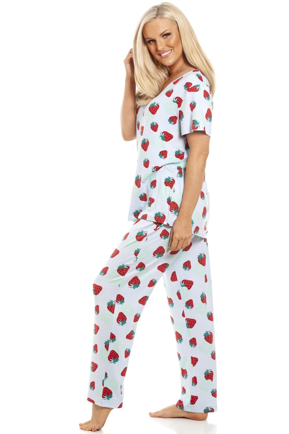 Light Blue Camille Lingerie Light Blue Spandex Full Length Pyjama Set, Image 3 of 5