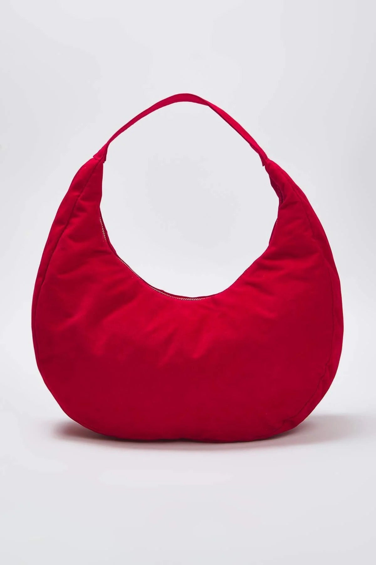 Red WOVCOR Red Oversized Padded Hobo Shoulder Bag, Image 1 of 3