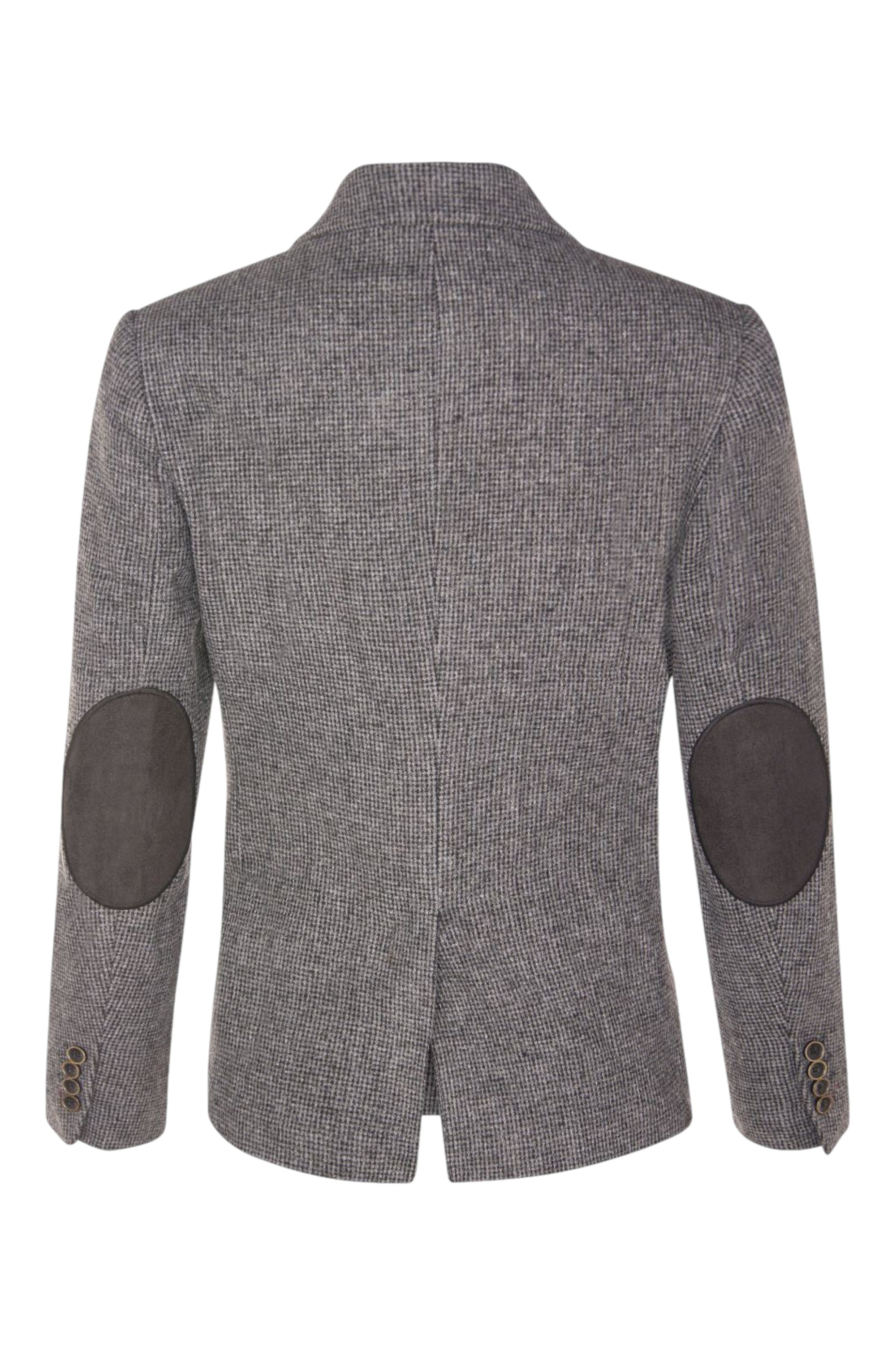 Grey Infinity Leather Grey Tweed 1920s Herringbone Grey Blazer, Image 5 of 6
