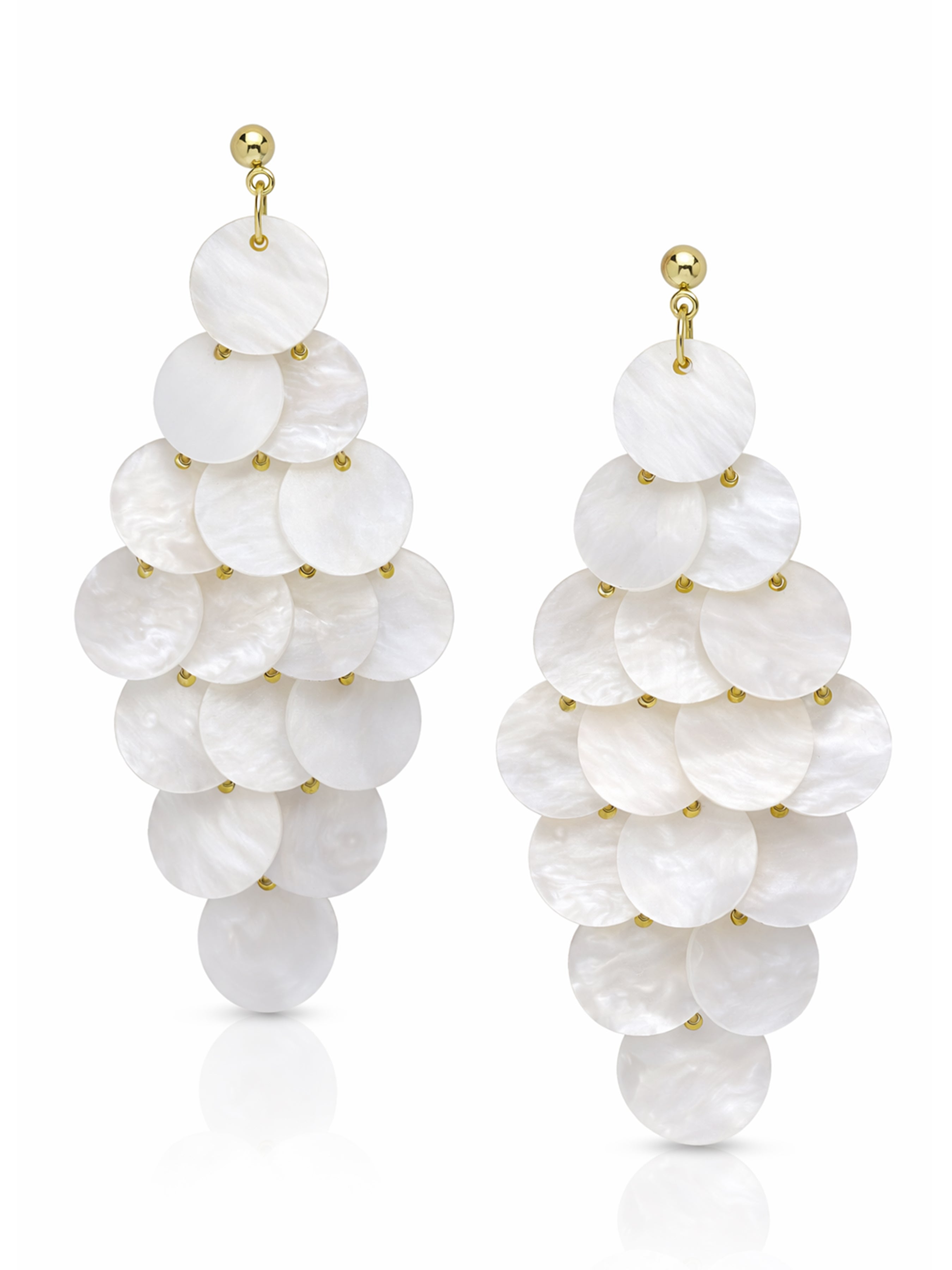 Pink Natural Shell Disc Cascade Drop Earrings