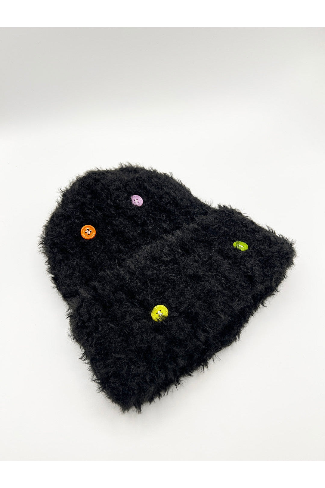Black Beanie with Multicolour Buttons, Image 3 of 3