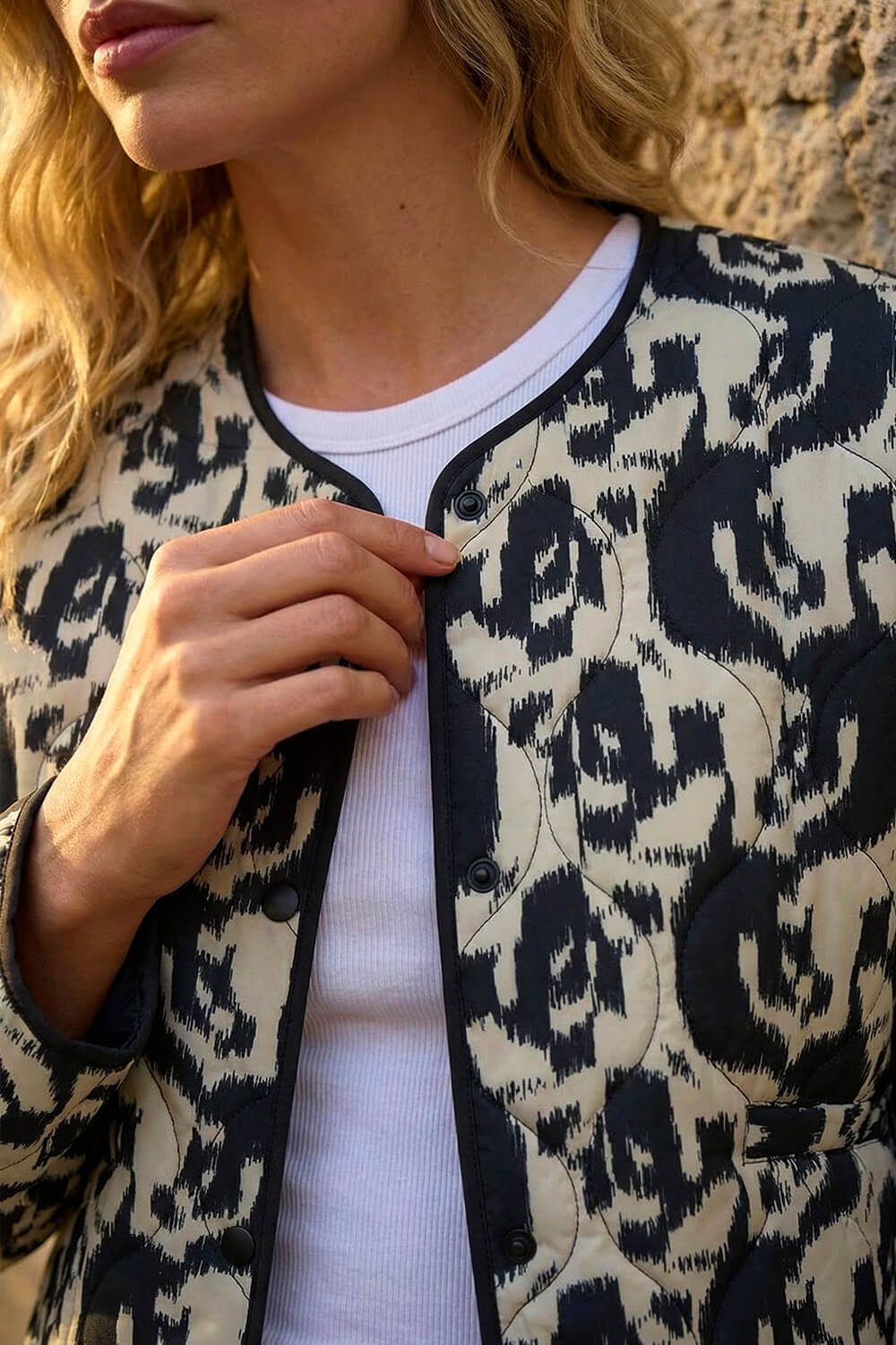 Ivory Soft Printed Quilted Jacket , Image 5 of 4