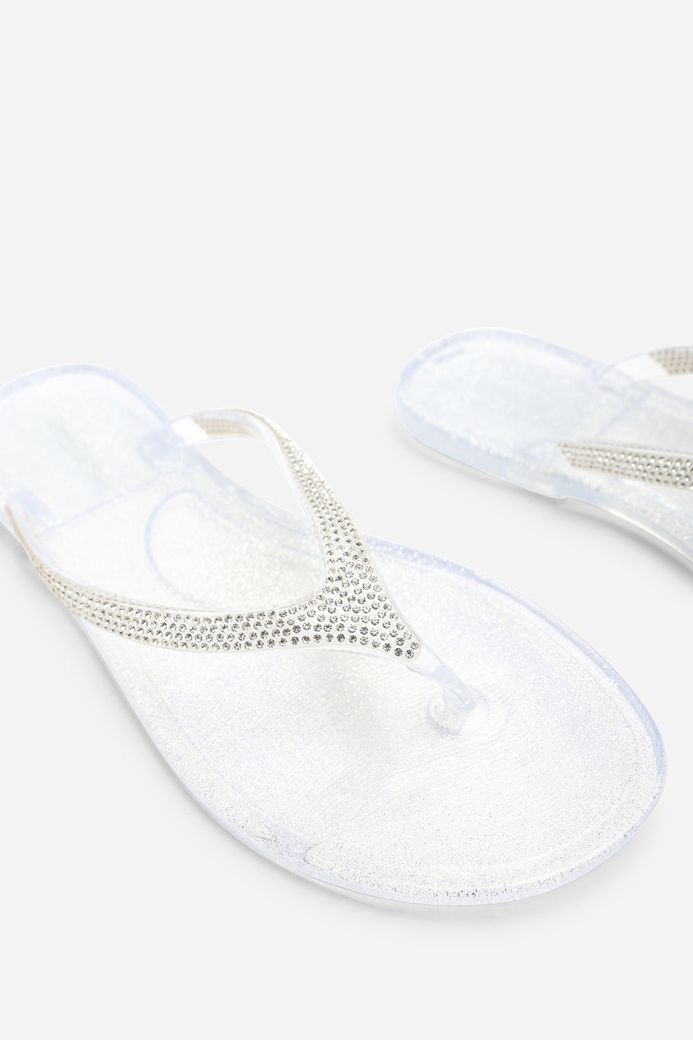 White Where's That From White Giuliana Glitter Toe Post Flip Flops, Image 5 of 6