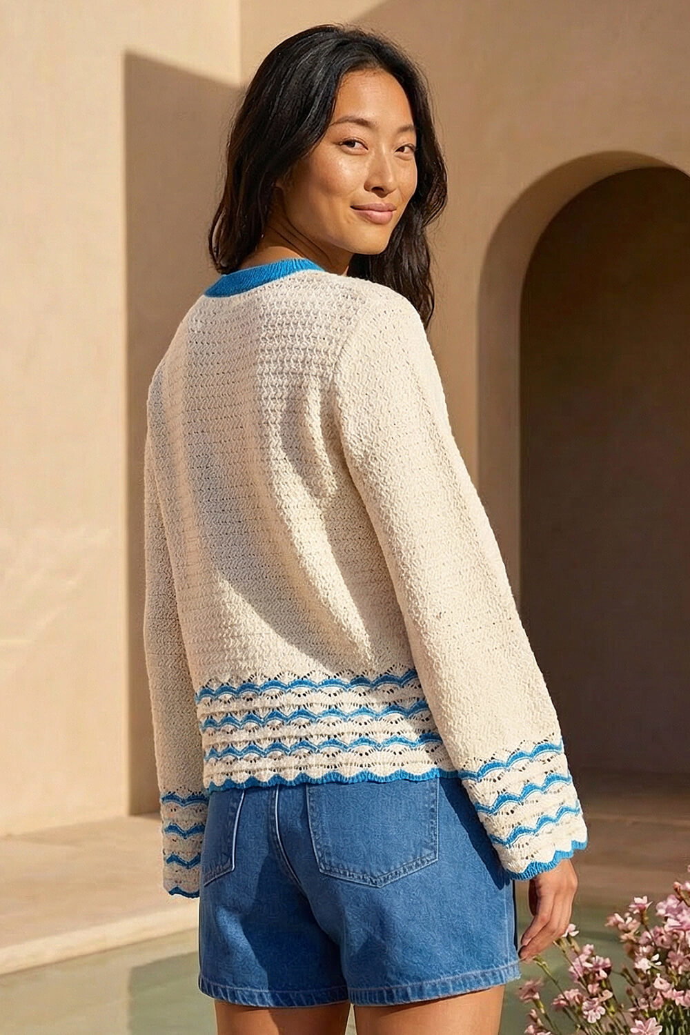 Ivory Petite Contrast Hem Knit Jumper, Image 4 of 4