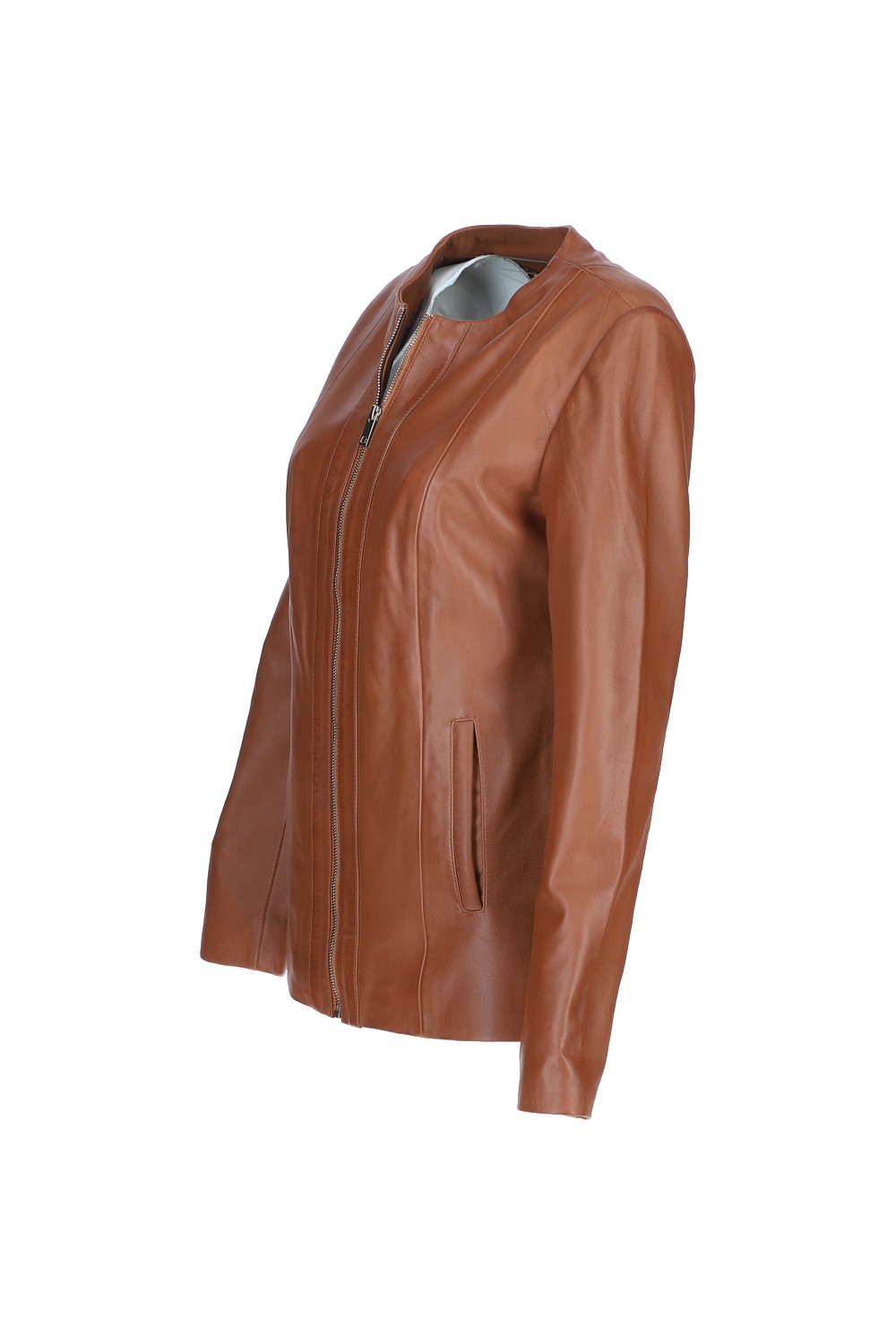 Tan Ashwood Leather Tan Real Leather Casual Collarless Jacket, Image 3 of 5