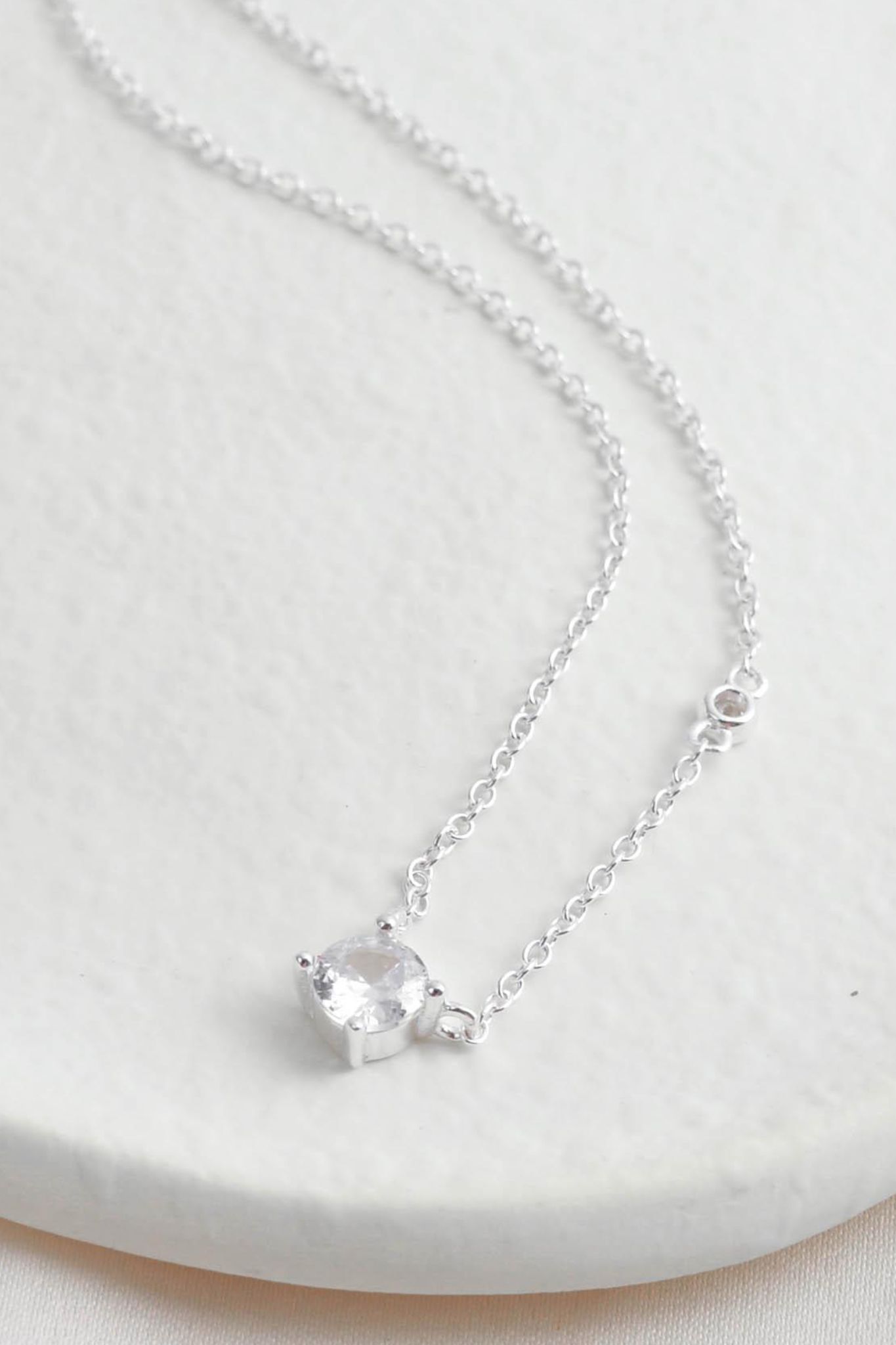 Silver Sterling Silver Asymmeti Sparkly CZ Necklace, Image 4 of 4