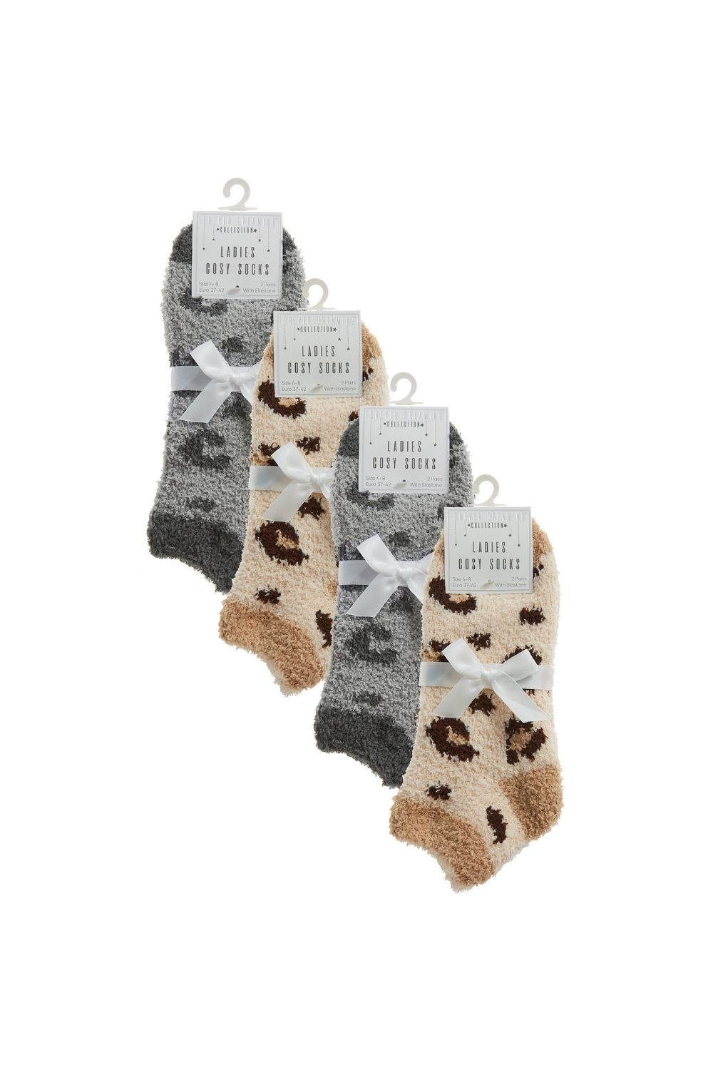 Multi 8 Pack Ladies Animal Print Low Cut Cosy Socks, Image 2 of 3