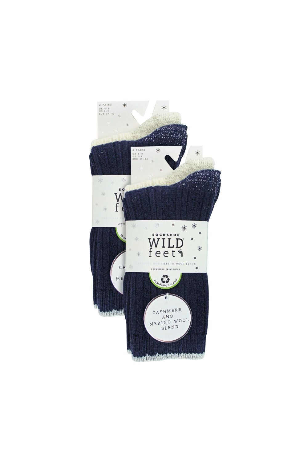 Blue 4 Pairs Cable Knit Glitter Socks, Image 2 of 3
