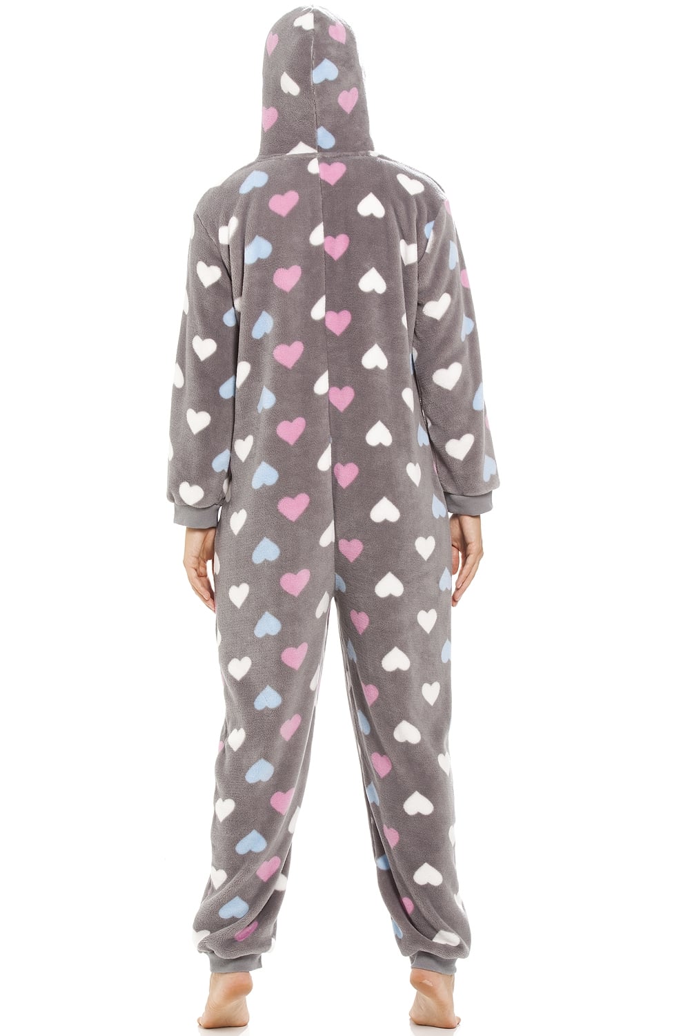 Grey Multicoloured Heart Print Supersoft Grey Onesie, Image 2 of 5