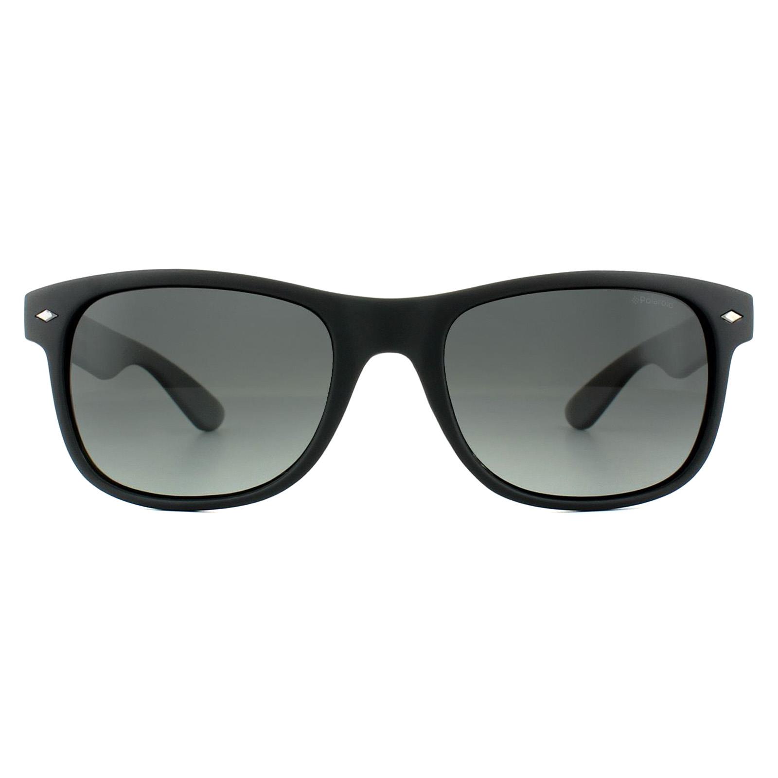 Black Polaroid Black Rectangle Matt Black Smoke Grey Gradient Polarized Sunglasses, Image 1 of 4