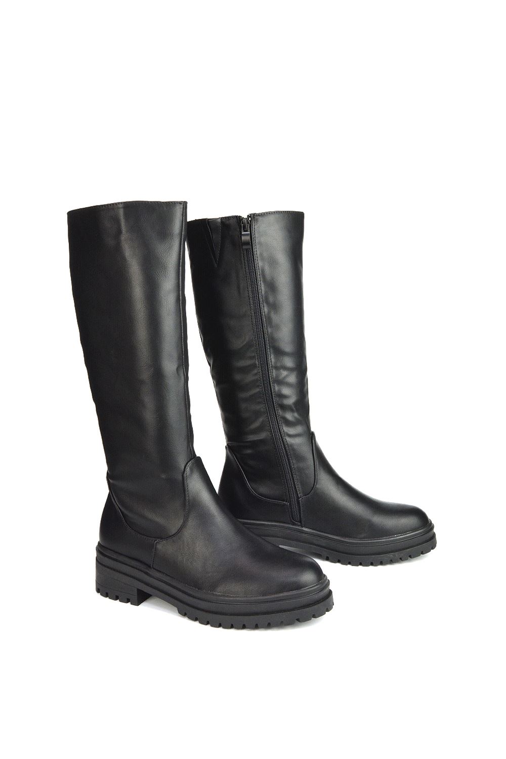 Black 'Maura' Chunky Sole Mid Calf Boots, Image 2 of 4