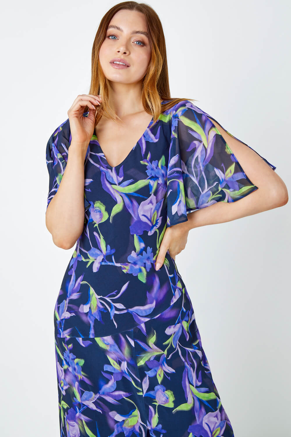 Floral Print Chiffon Maxi Dress, Image 5 of 5