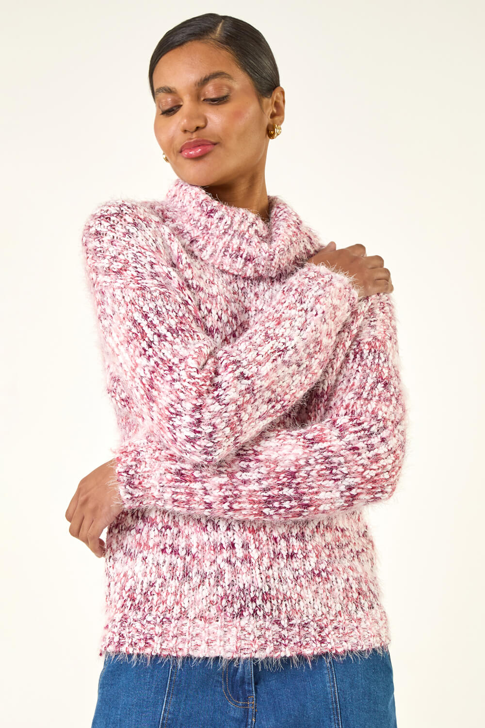 Pink Speckled Soft Fluffy Knit Jumper, Image 5 of 5
