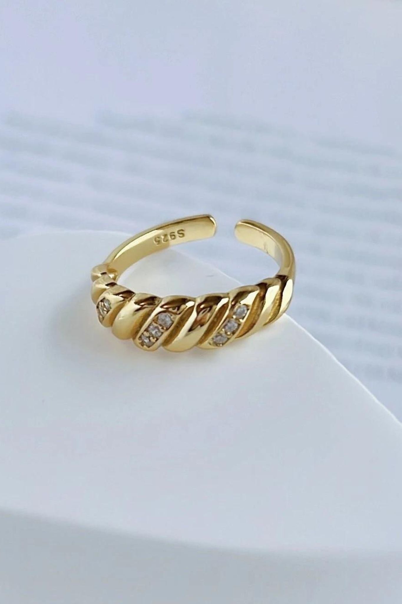 Gold Mia Gioielli Gold Sterling Silver CZ Adjustable Dome Ring, Image 3 of 3