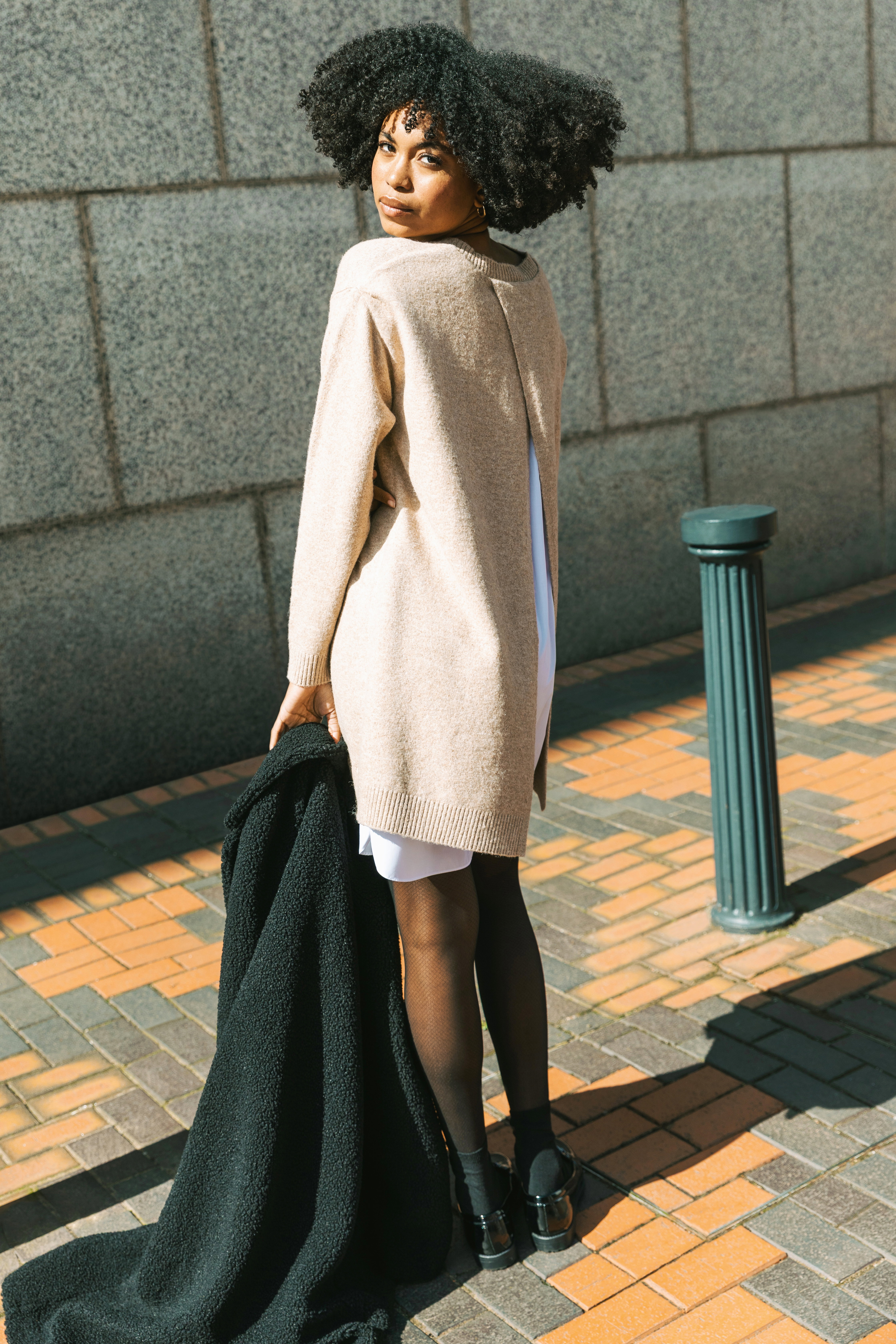 Natural Mock Shirt Knitted Dress, Image 8 of 7
