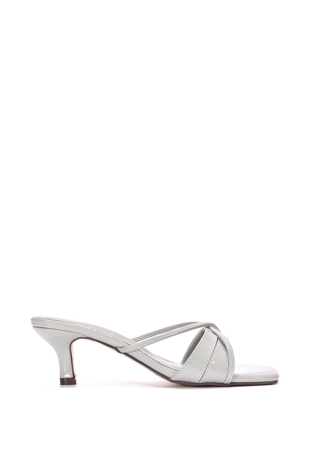 Black 'Claudia' Mid Heeled Sandal Slip On Mules With Square Toe
