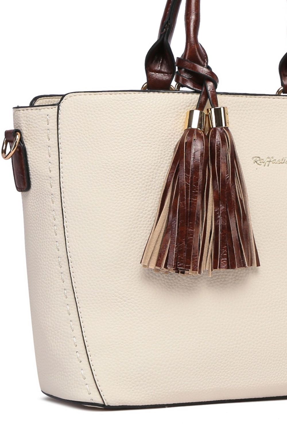 Cream Twin Handle Shoulder Bag, Image 2 of 2