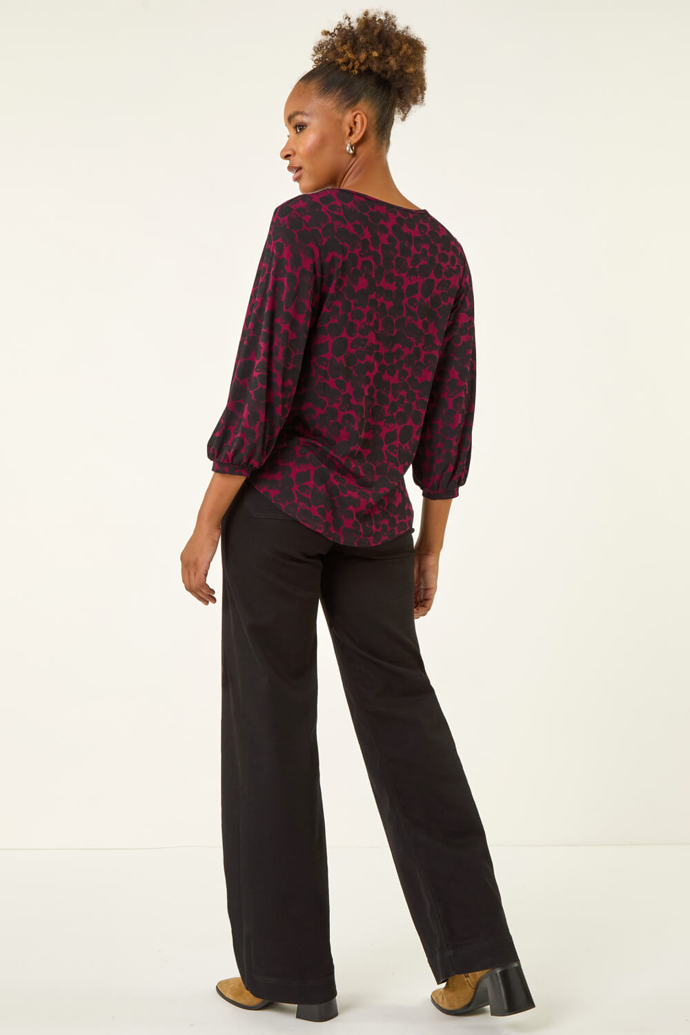 Wine Abstract Spot Print Top, Image 4 of 5