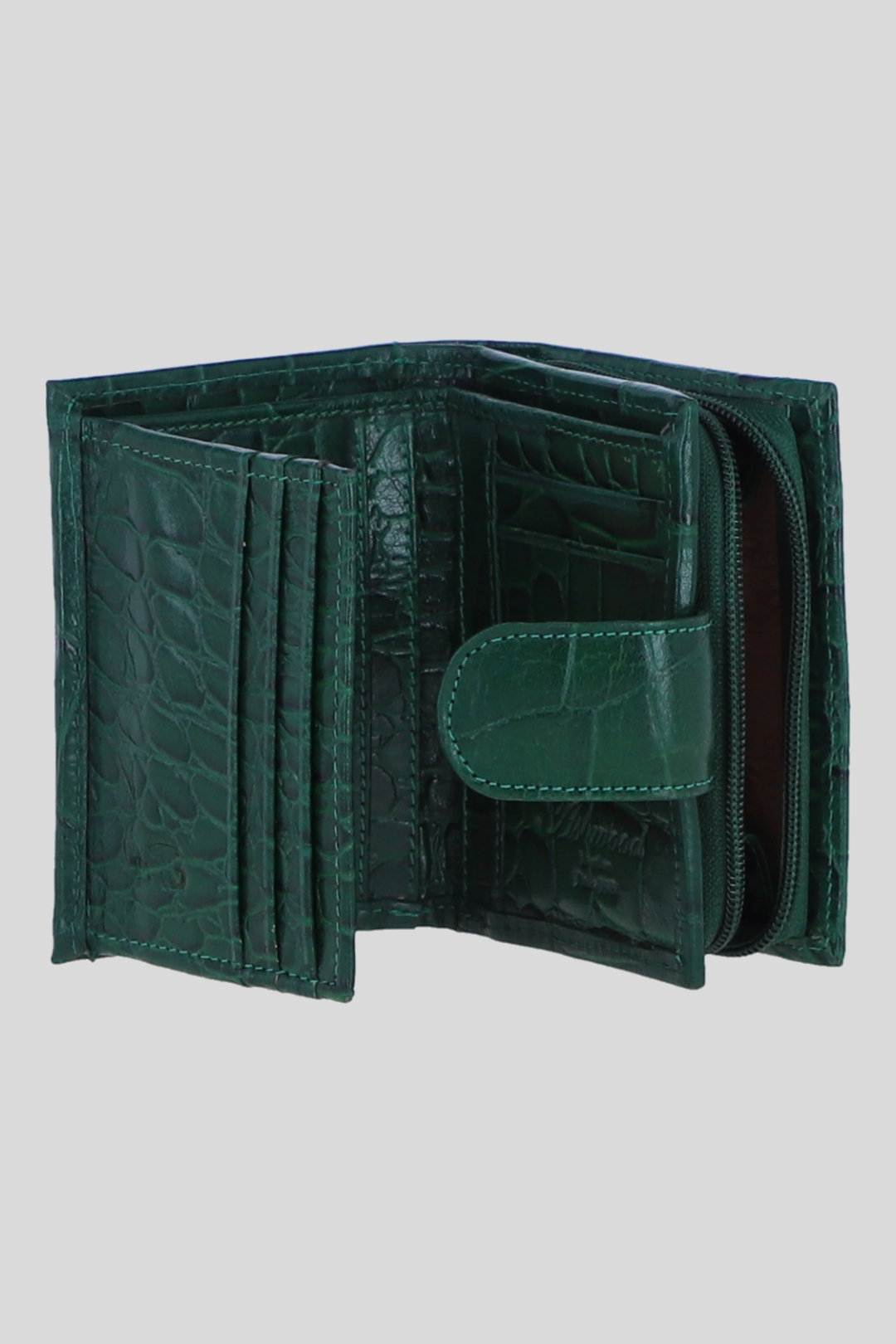 Green Real Leather RFID Protected Trifold Purse, Image 3 of 4