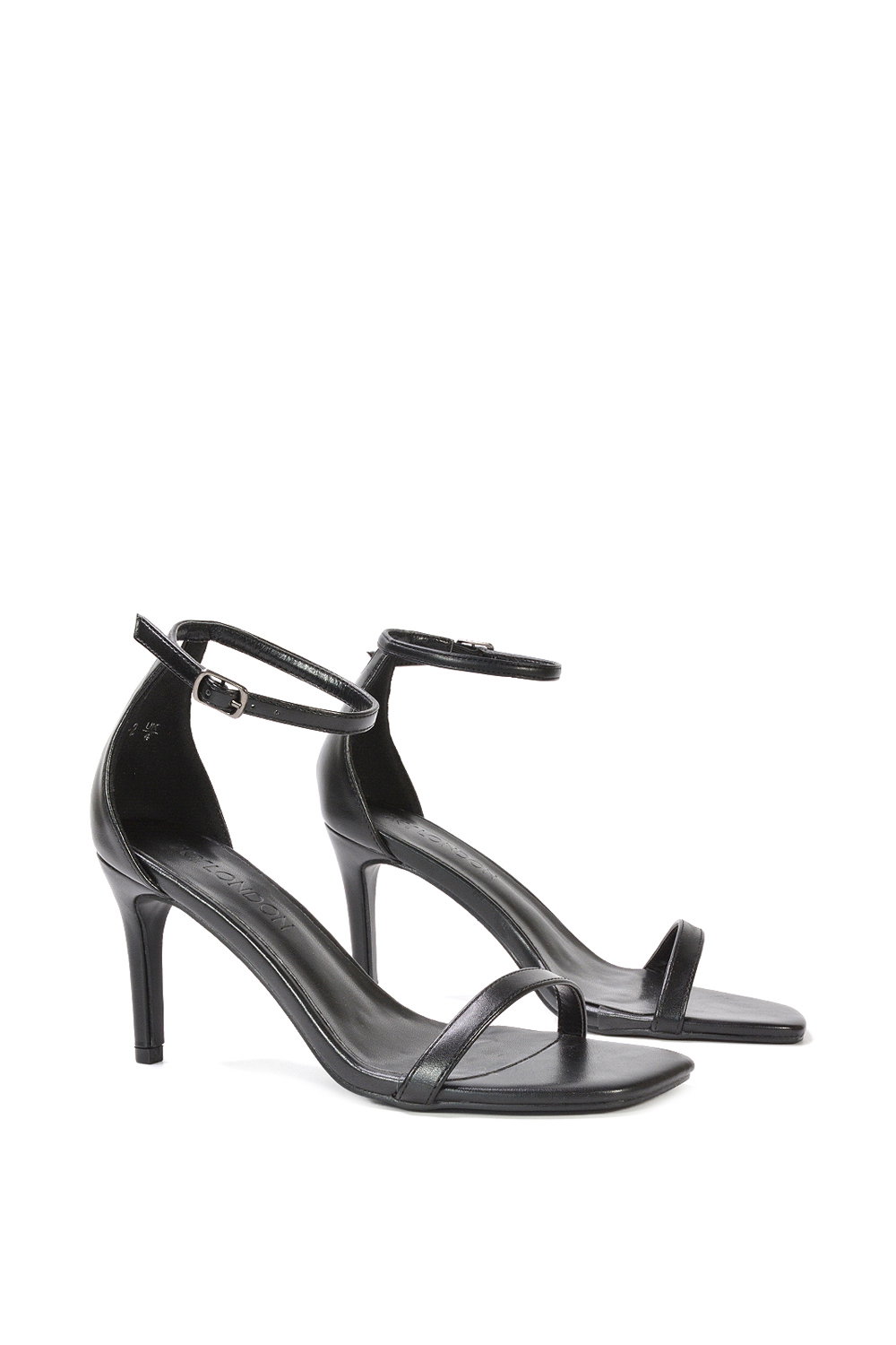 Black XY LONDON Black 'Emma' Strappy Stiletto High Heels With Ankle Strap, Image 4 of 6