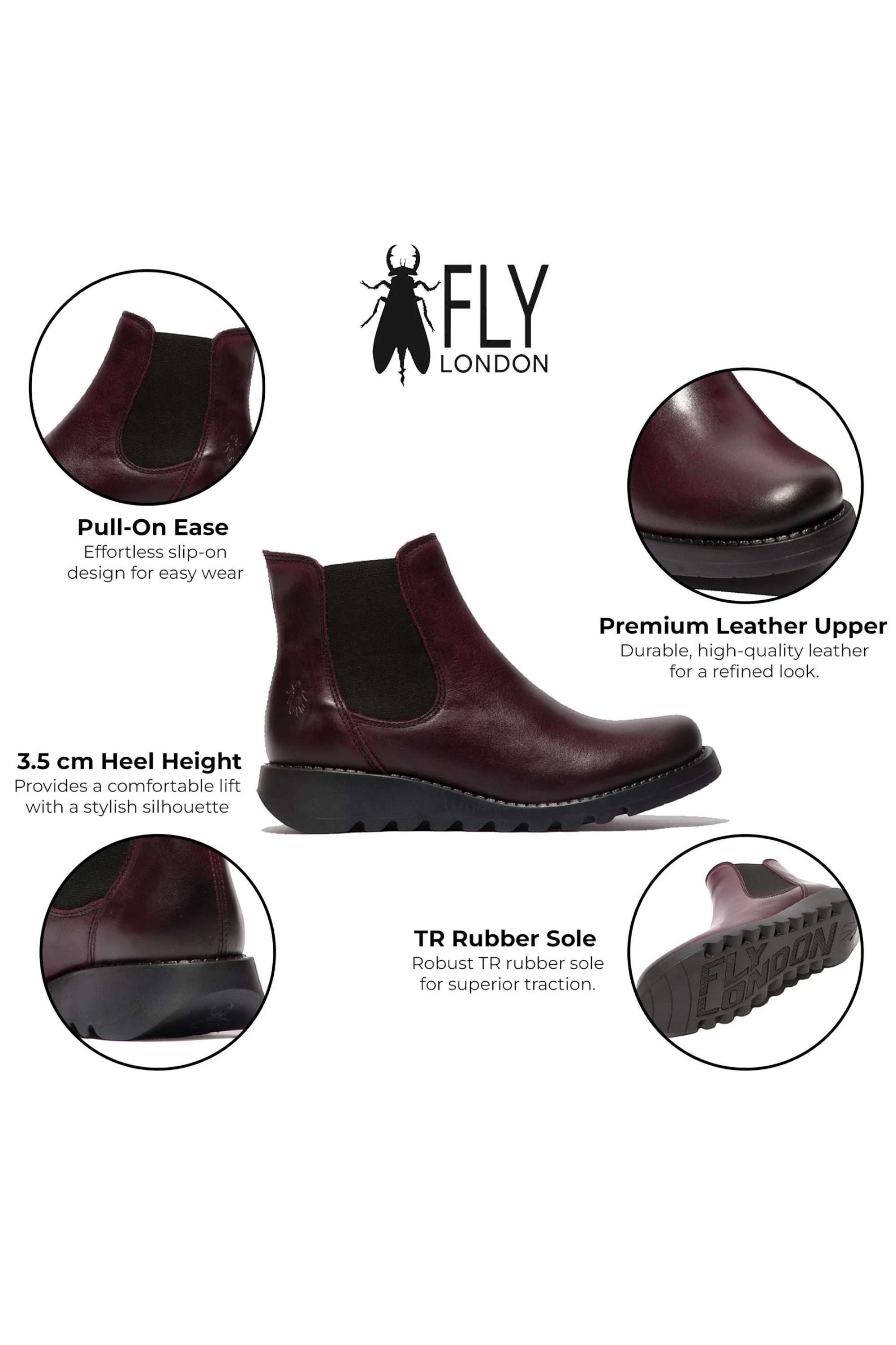 Red Womens Casual Ankle Heel Boots -SALV195, Image 3 of 5